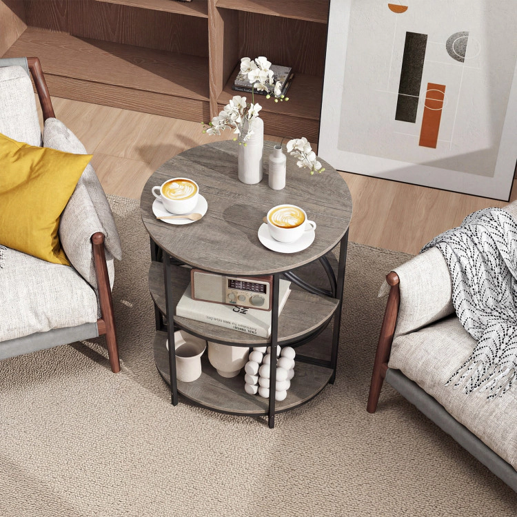 Hivvago Narrow Side Table With Study Metal Frame And Storage Shelves