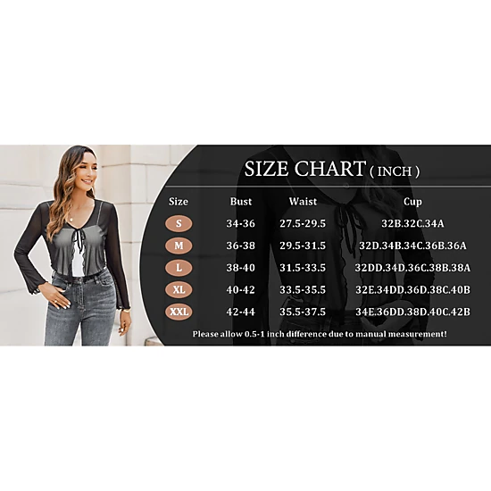 Avidlove Women's Sheer Tie Front Long Bell Sleeve Mesh Bolero