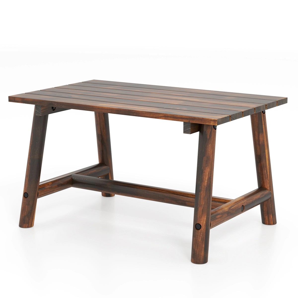 SUGIFT Solid Wood Pine and Fir Coffee Table with Slatted Top 275-lb Capacity 35.5 x 21.5 x 19.5 in Brown 1-Piece