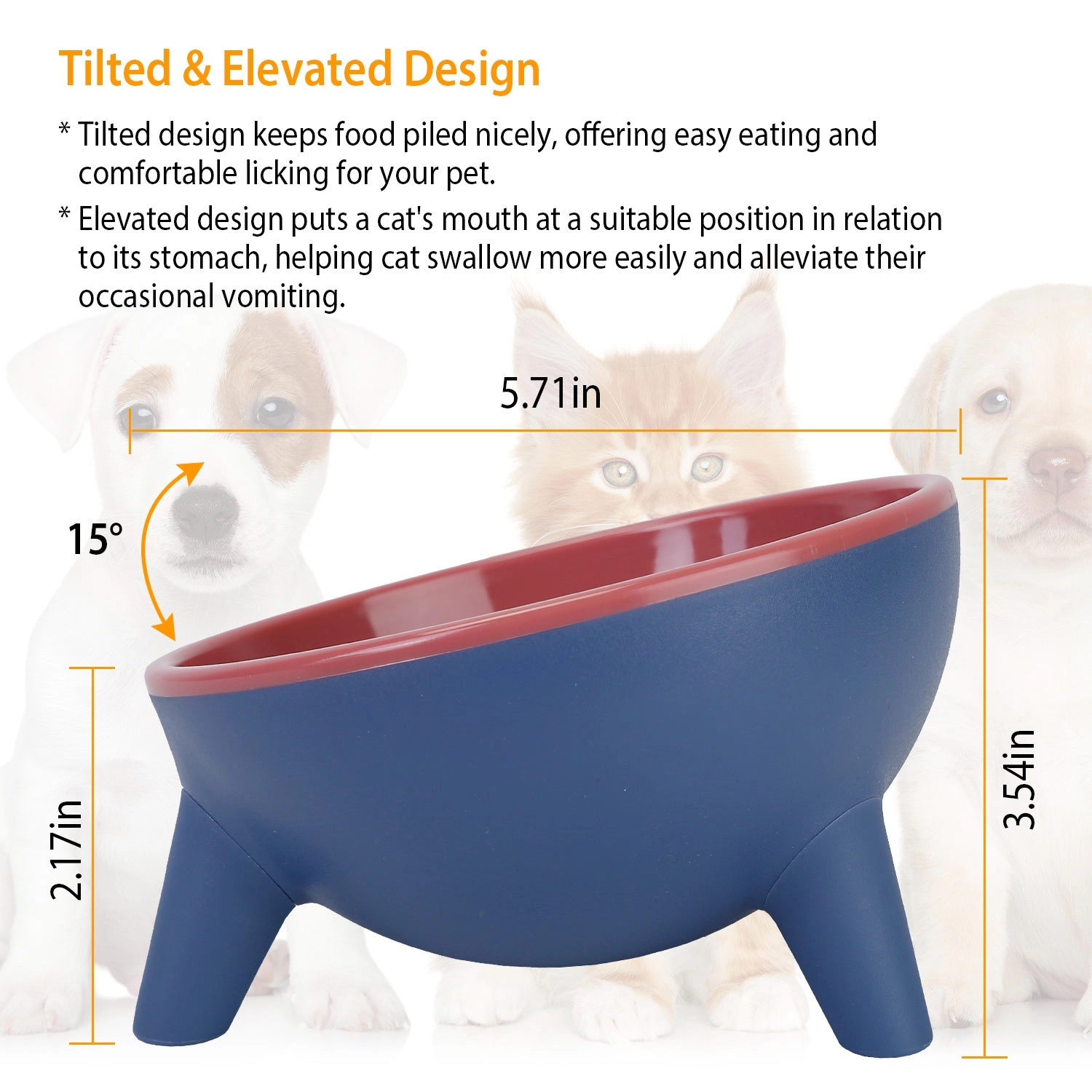 GBruno Elevated Tilted Cat Food Bowl