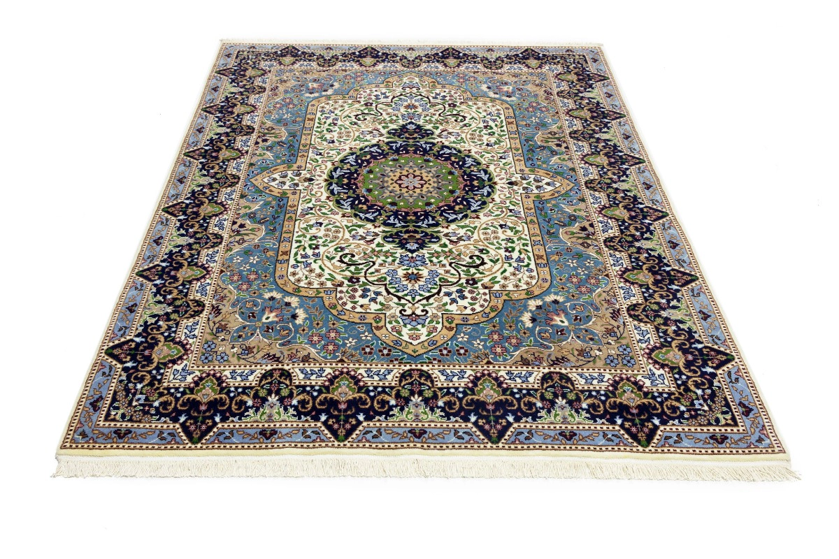 Magic Rugs Cream & Navy Floral 6X8 Kirman Oriental Rug