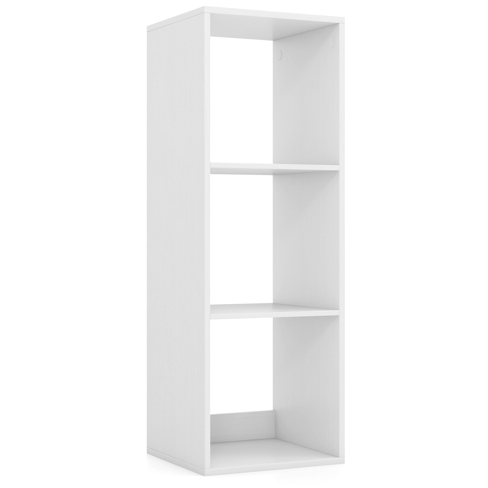 SUGIFT 3-Cube Engineered Wood Bookshelf with Back Guardrail 145-lb Capacity 41-in Tall White