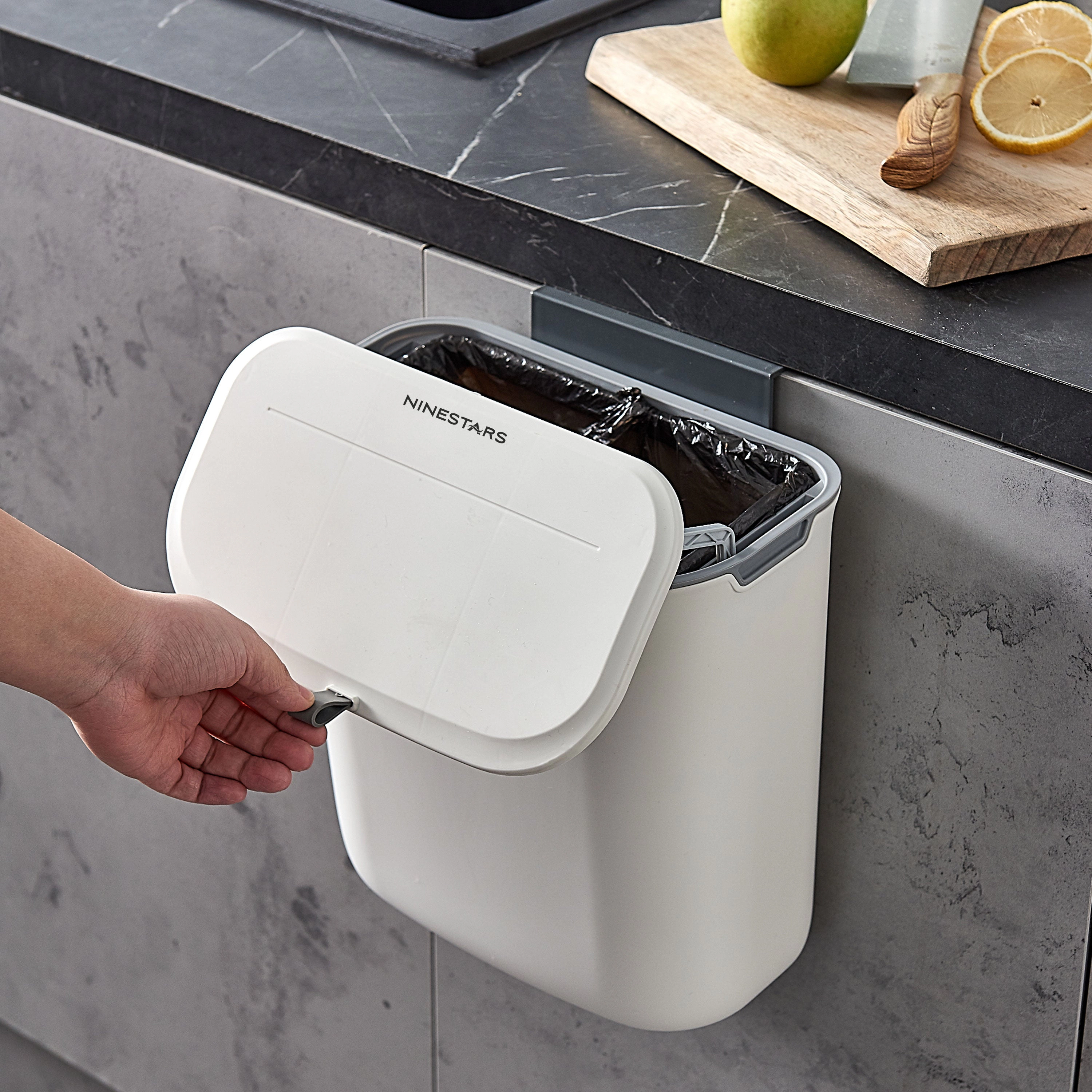 Ninestars Hanging 1.8-Gallon Plastic Countertop Compost Trash Can
