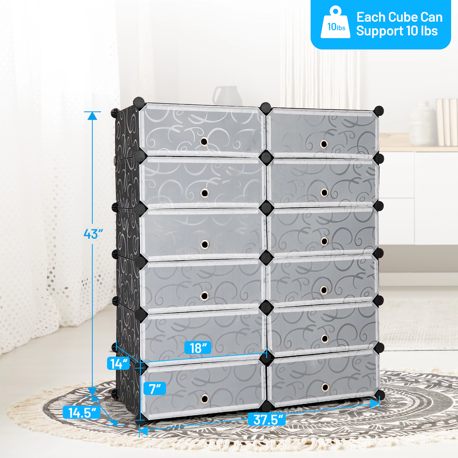 SlickBlue 12 Cube Storage Organizer with Flip Doors and Shelves
