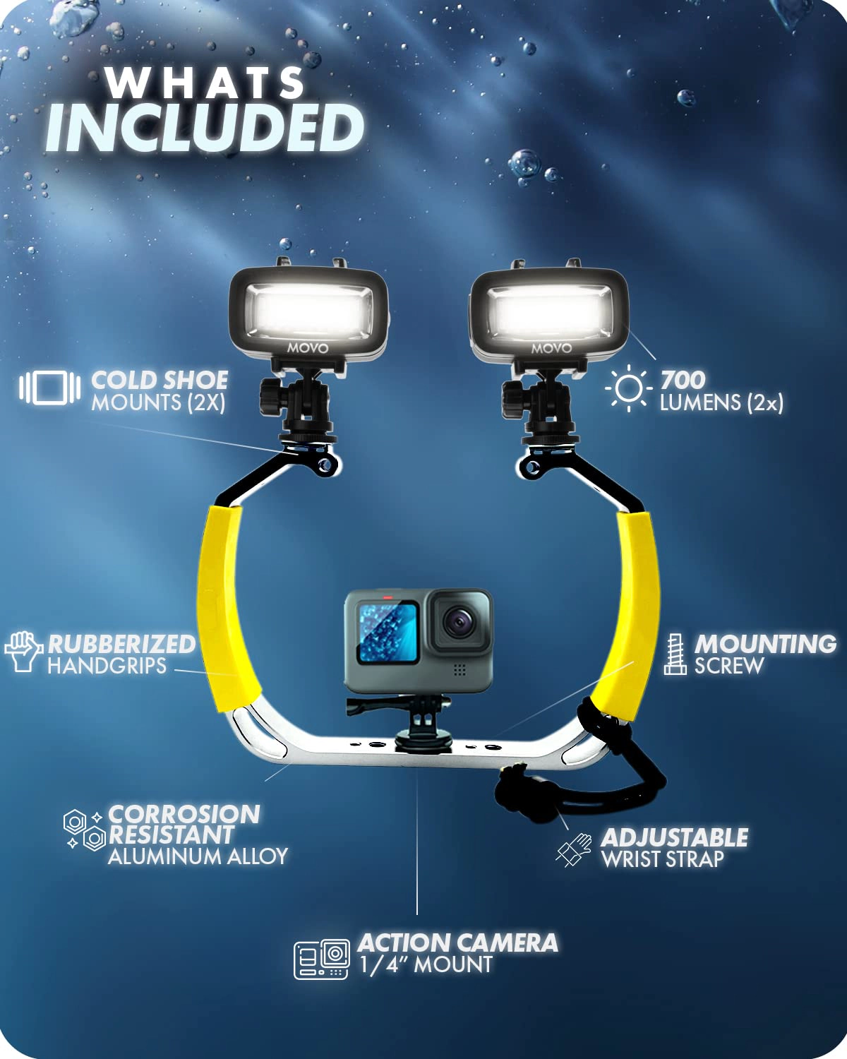 Movo DiveRig1 XL Diving Rig Bundle with Waterproof LED Lights