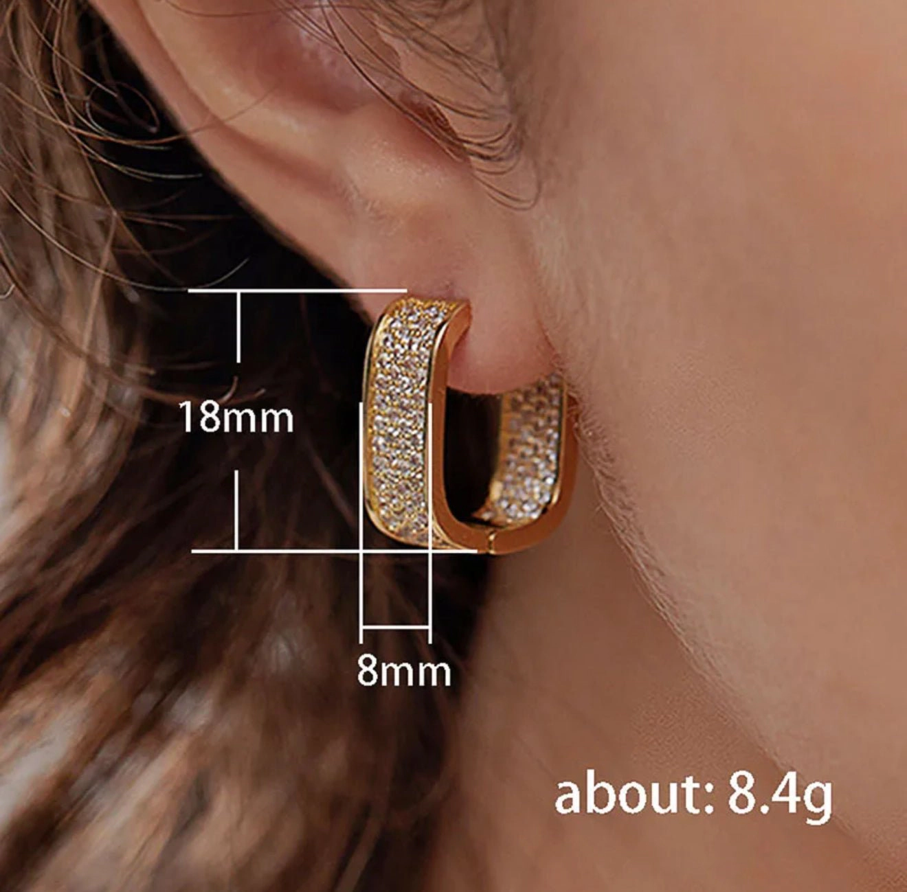 DressAtR Women's U Shape Zircon Gold Tone Hoop Earrings