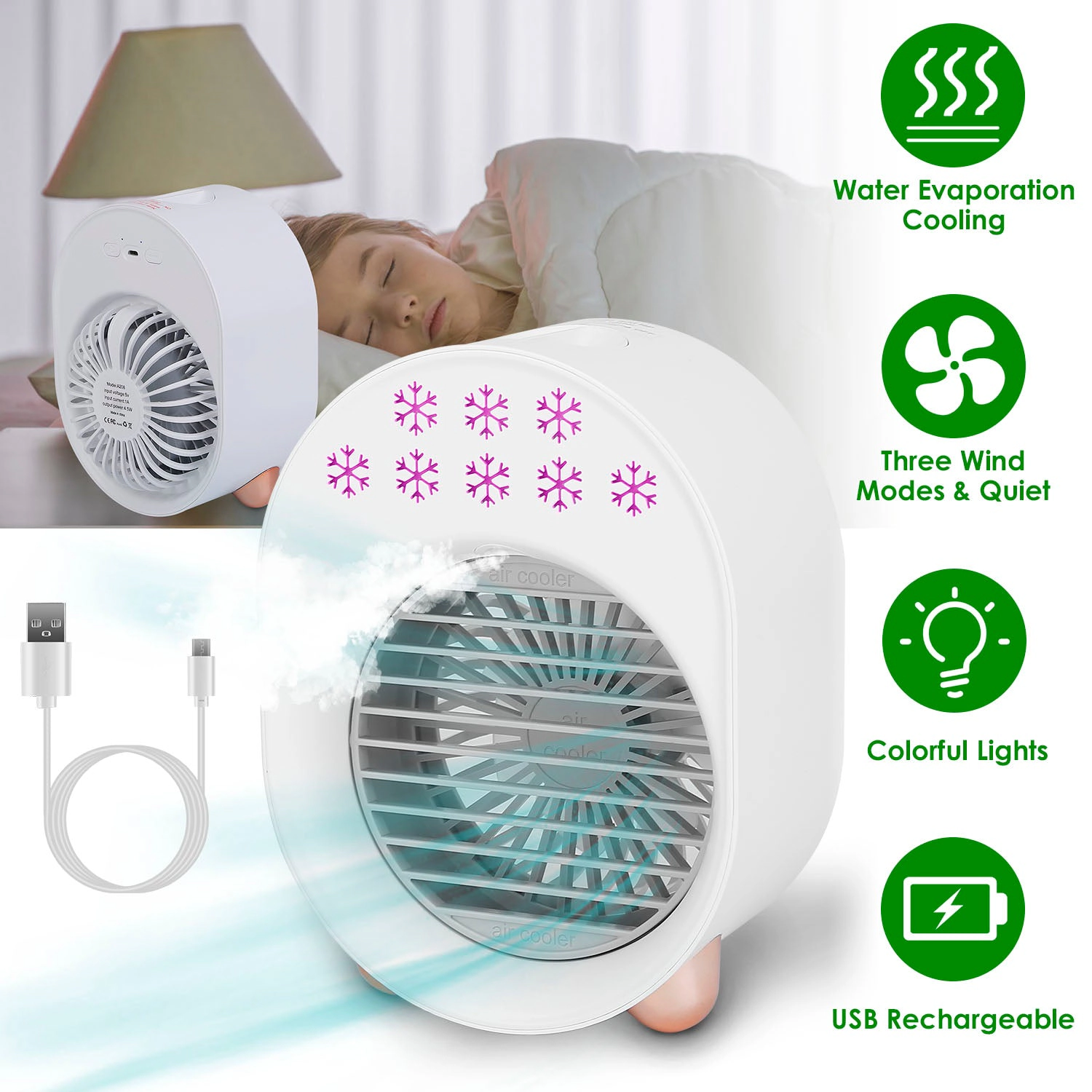 GBruno 4-in-1 Portable Desktop Air Cooler Fan