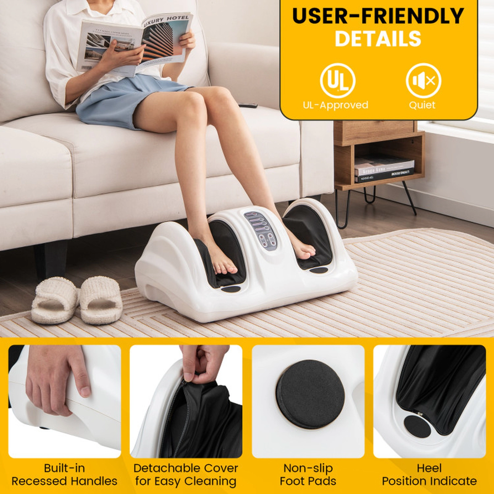 SUGIFT Therapeutic Shiatsu Foot Massager with High Intensity Rollers Fits Up to US Men’s Size 10 Women’s Size 12 White