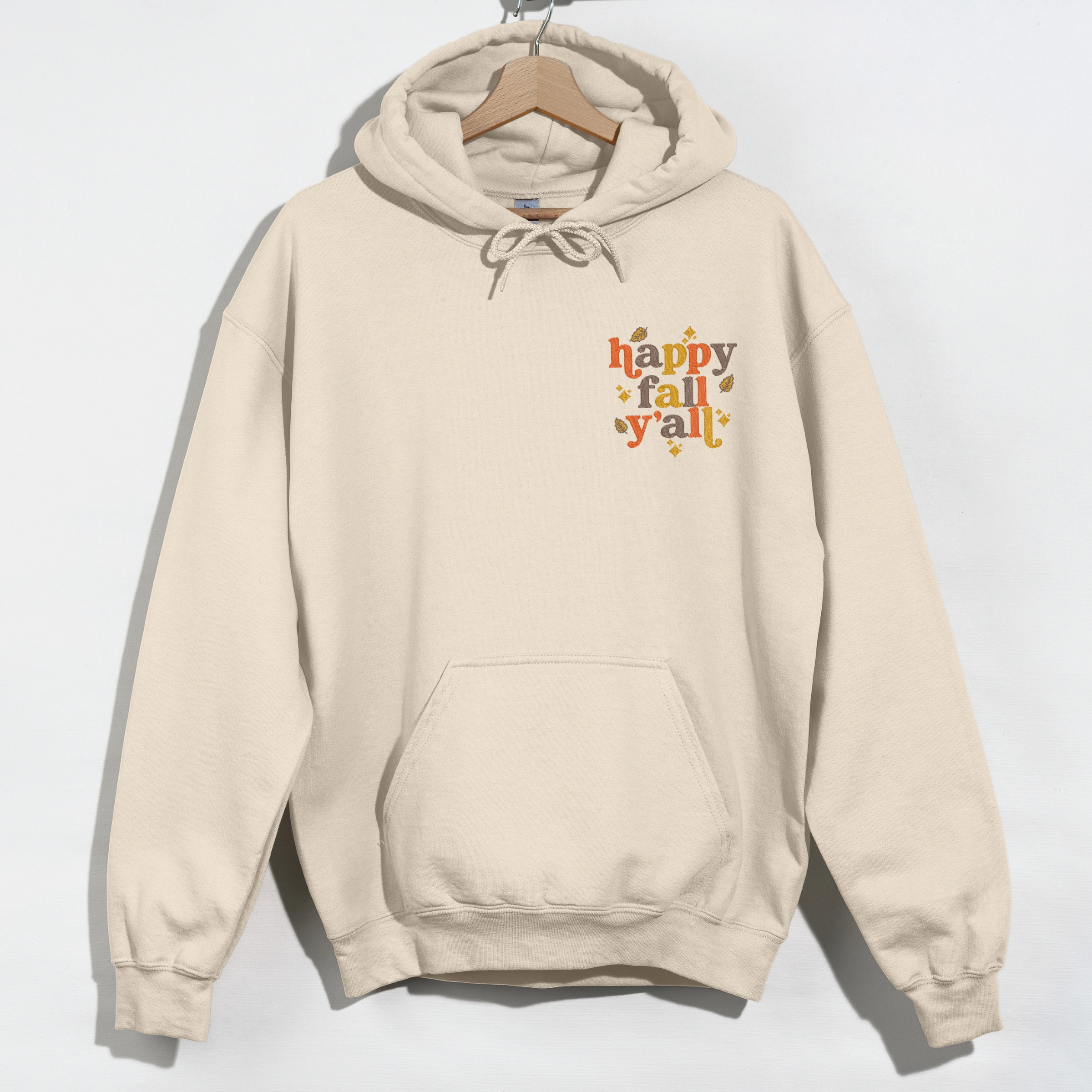 Simply Sage Market - Women's Graphic Hoodie Embroidered Happy Fall Y'all Leaves