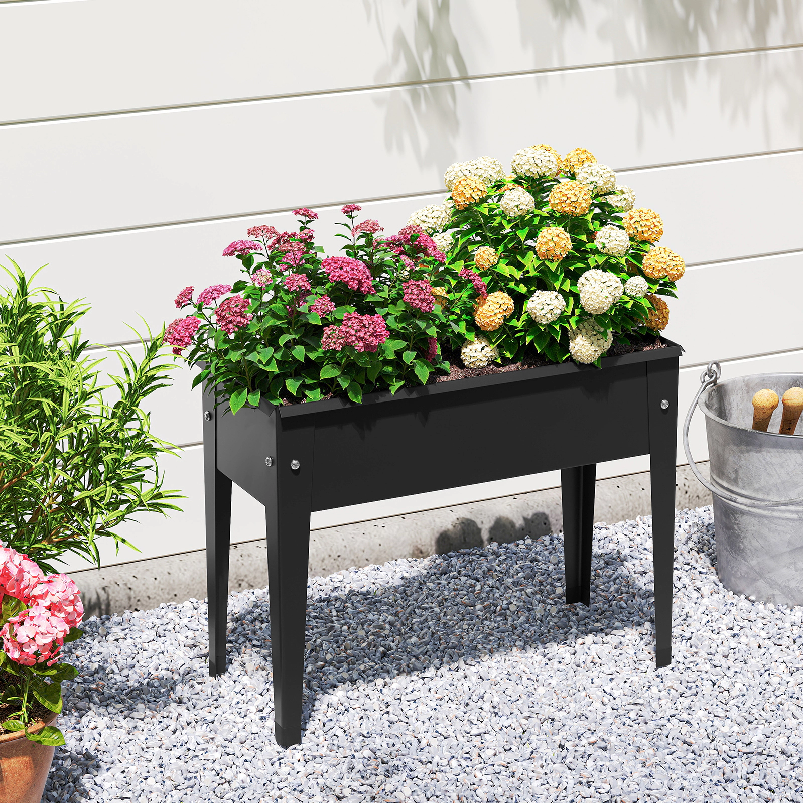 LJG Raised Garden Bed Elevated Metal Gardening Box with Legs
