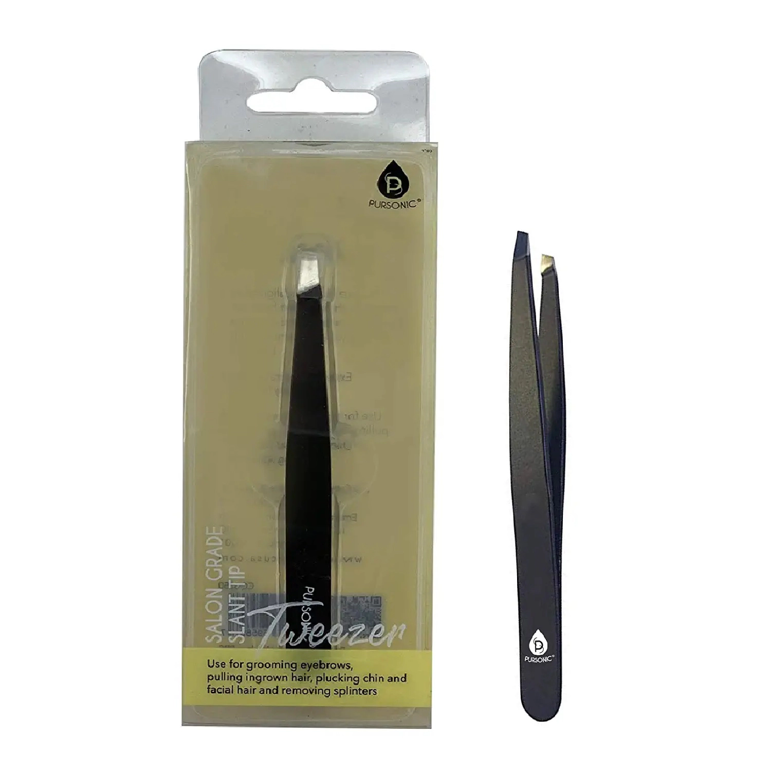 Pursonic Unisex Salon Grade Slant Tip Eyebrow Tweezer