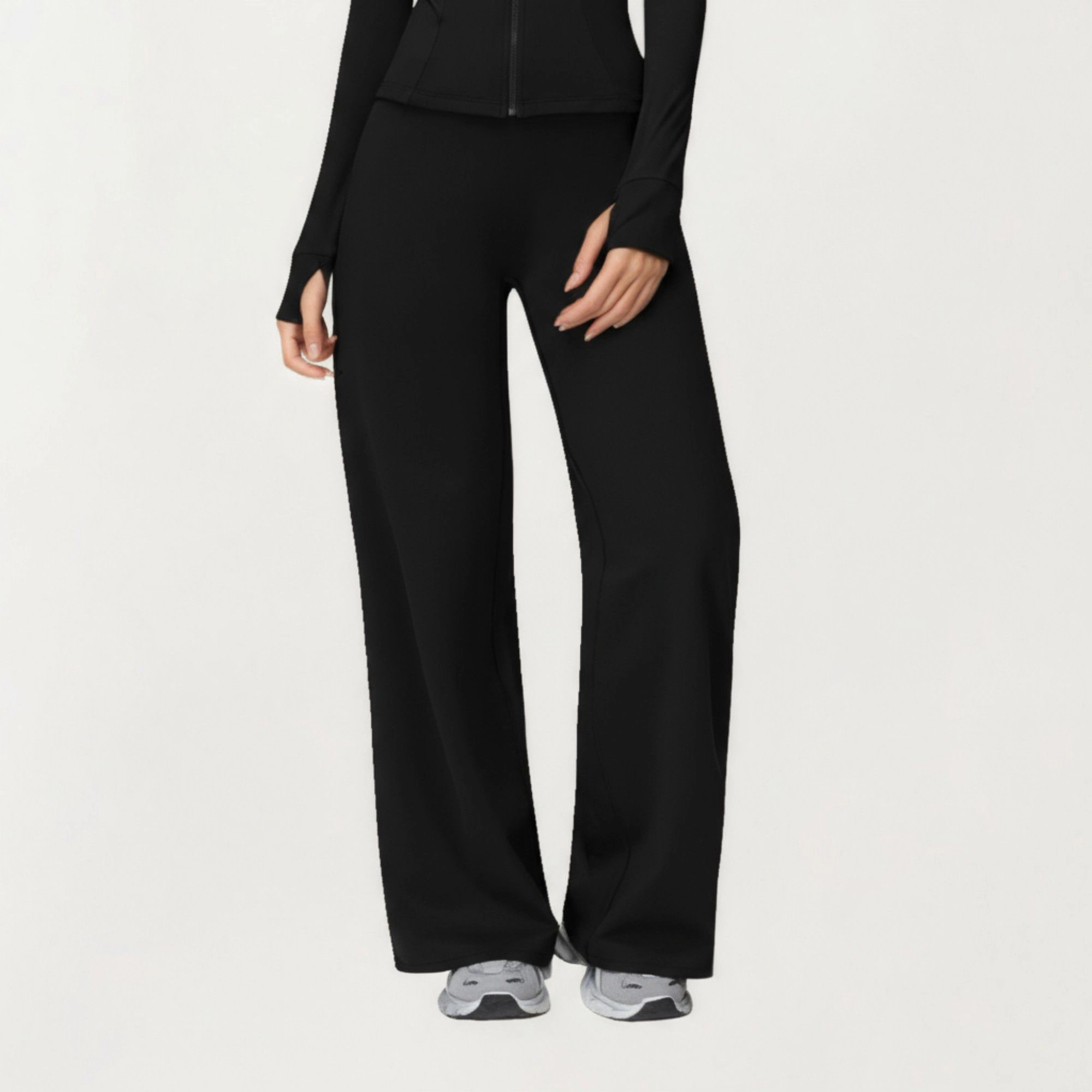 Anna-Kaci Women's High-Waist Wide-Leg Athletic Pants with Smooth Stretch Fabric and Contoured Fit
