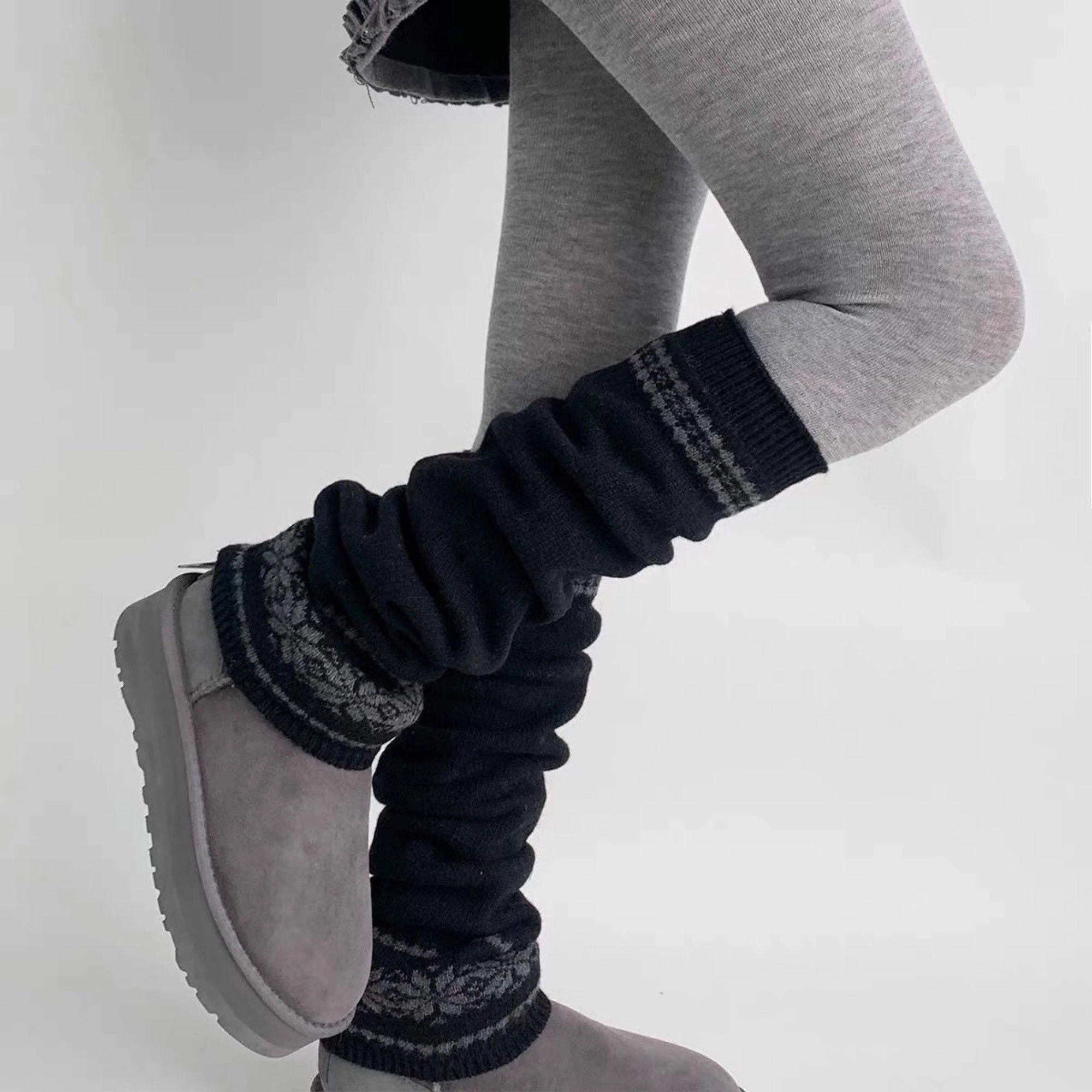 Anna-Kaci Women's Nordic Pattern Ribbed Knit Winter Leg Warmers