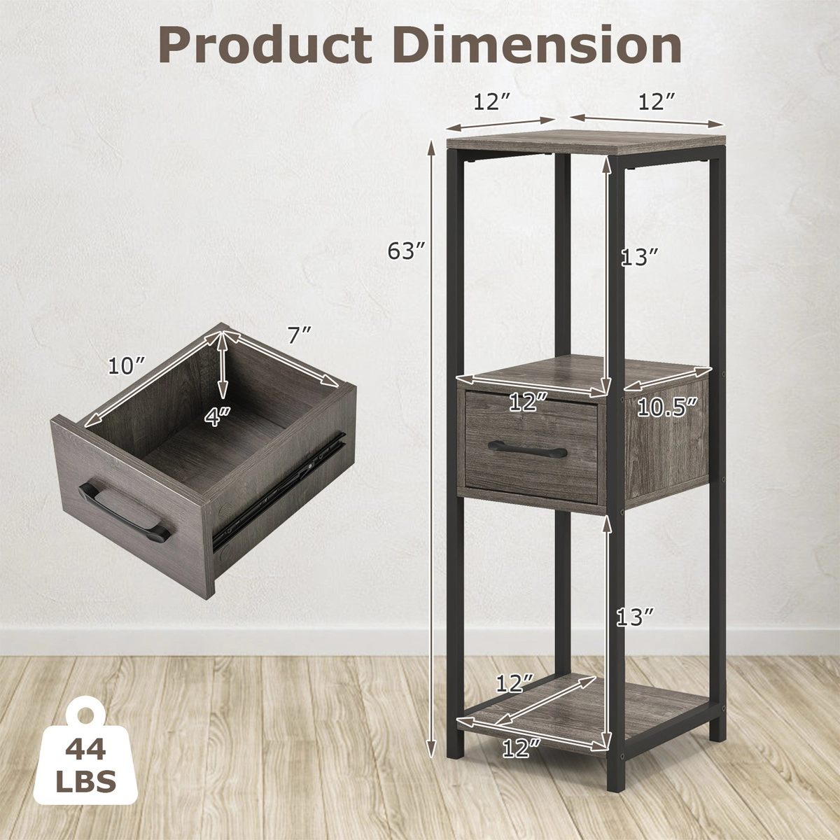 SUGIFT Set of 2 3-Tier 36-in Tall Metal Plant Stand with Drawer and Corner Display Shelf for Indoor Plants