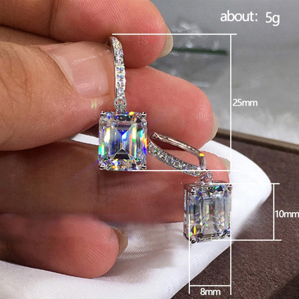 Wardrobe Whimsy Emerald Cut Multi‑Color Cubic Zirconia Dangle Hoop Earrings Elegant Drop Jewelry