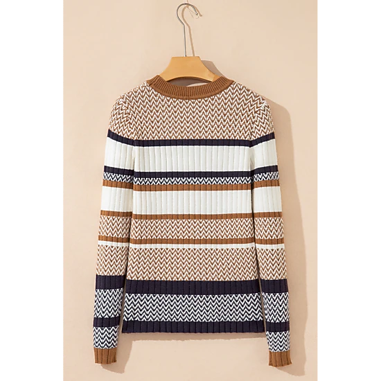 Threaded Pear Women's Avery Ribbed Trim Slim Sweater