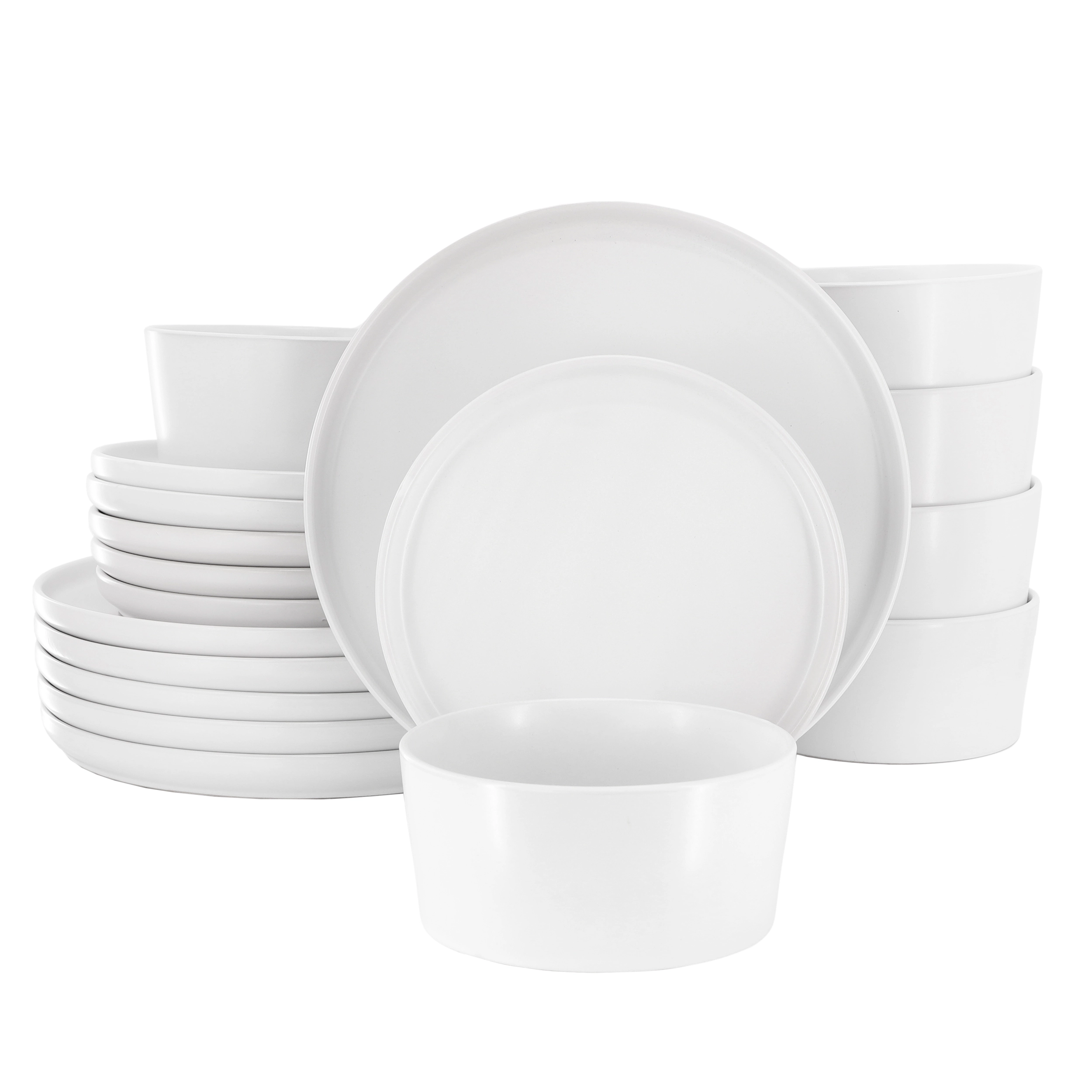 Elama Josh 18 Piece Stoneware Dinnerware Set in Matte White