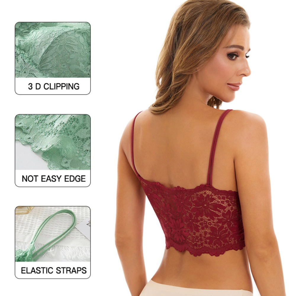 Wardrobe Whimsy Women Lace Bra Plunge Padded No Underwire Bralettes
