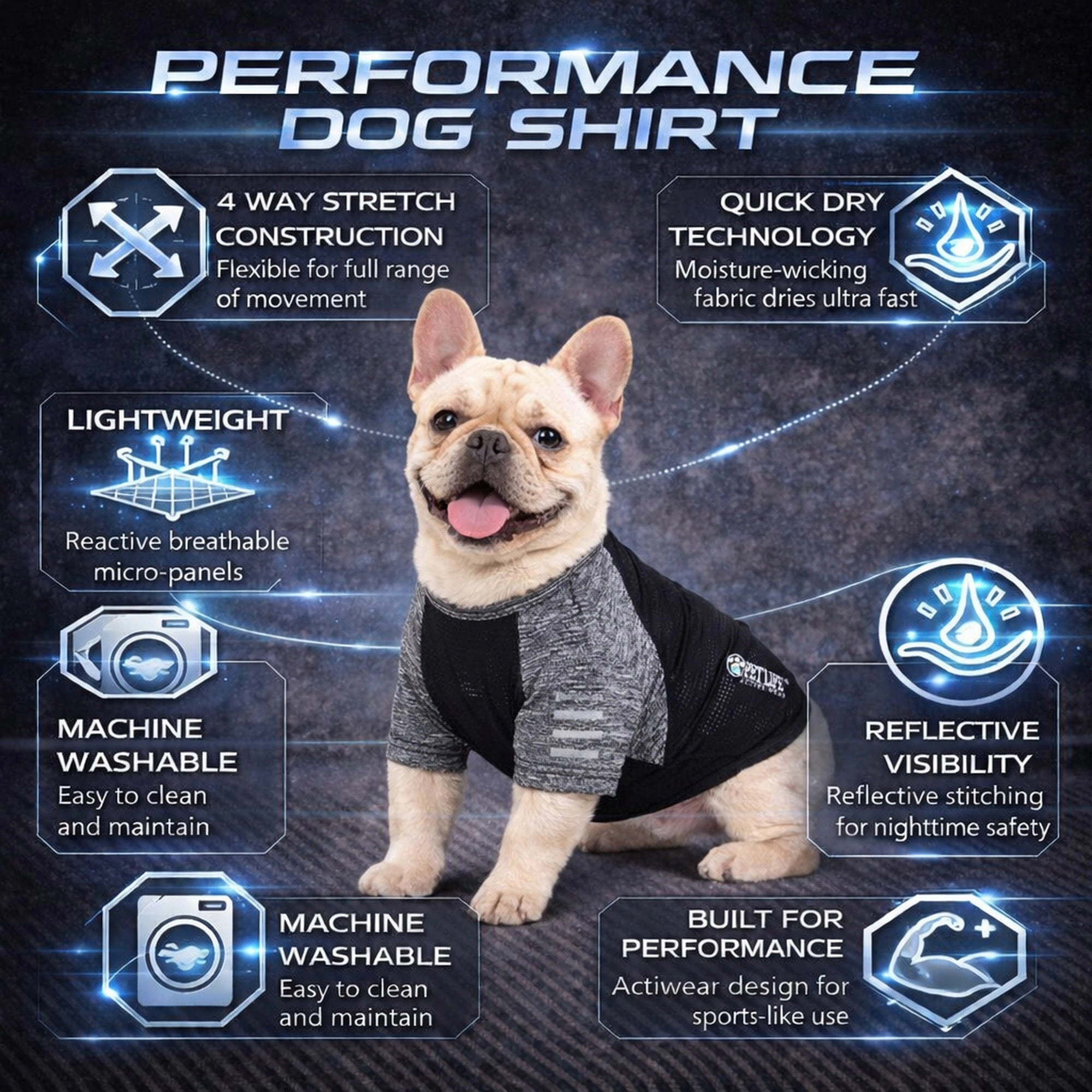 Pet Life ® Active 'Hybreed' 4-Way Stretch Two-Toned Performance Dog T-Shirt