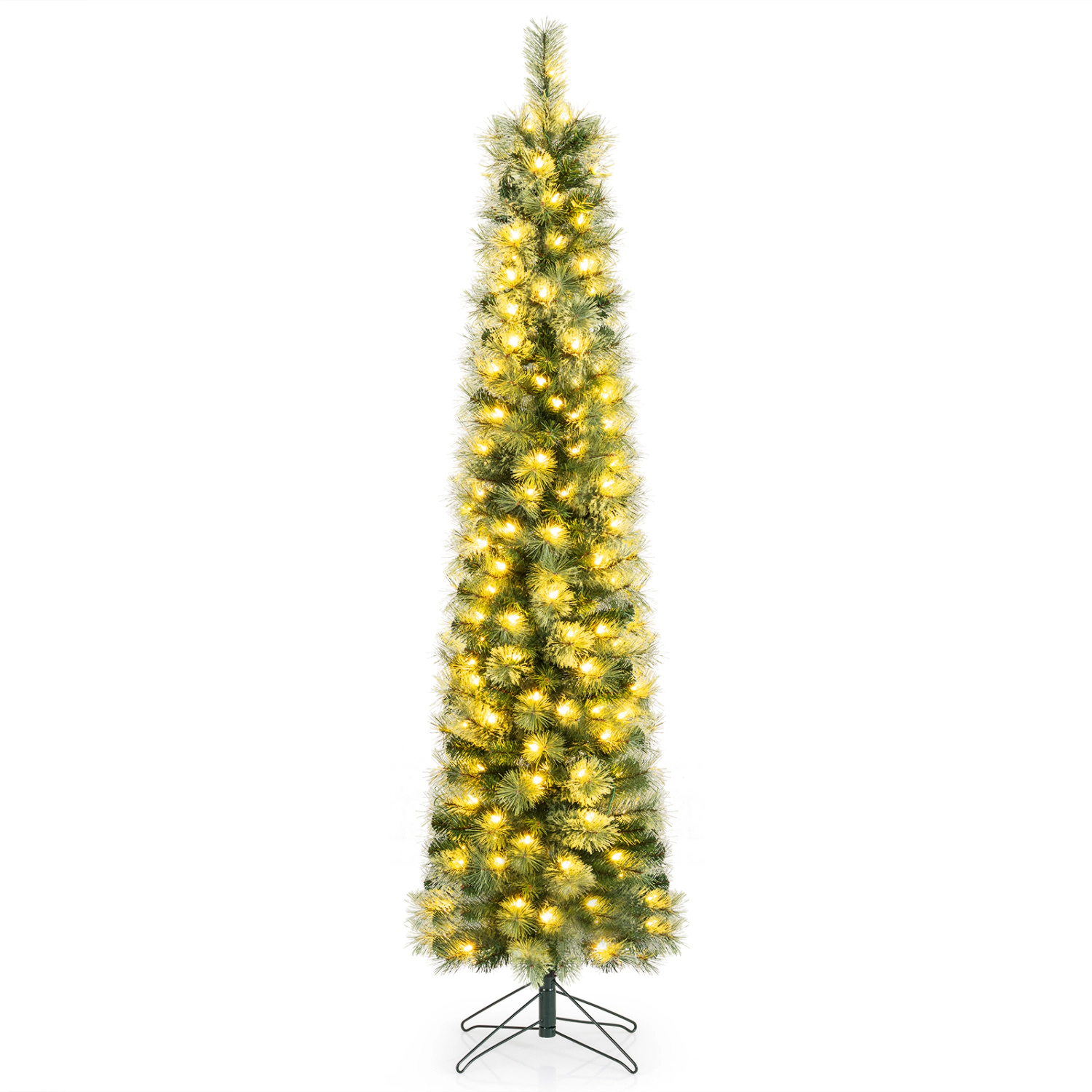 SlickBlue Skinny Artificial Christmas Tree with 8 Lighting Modes