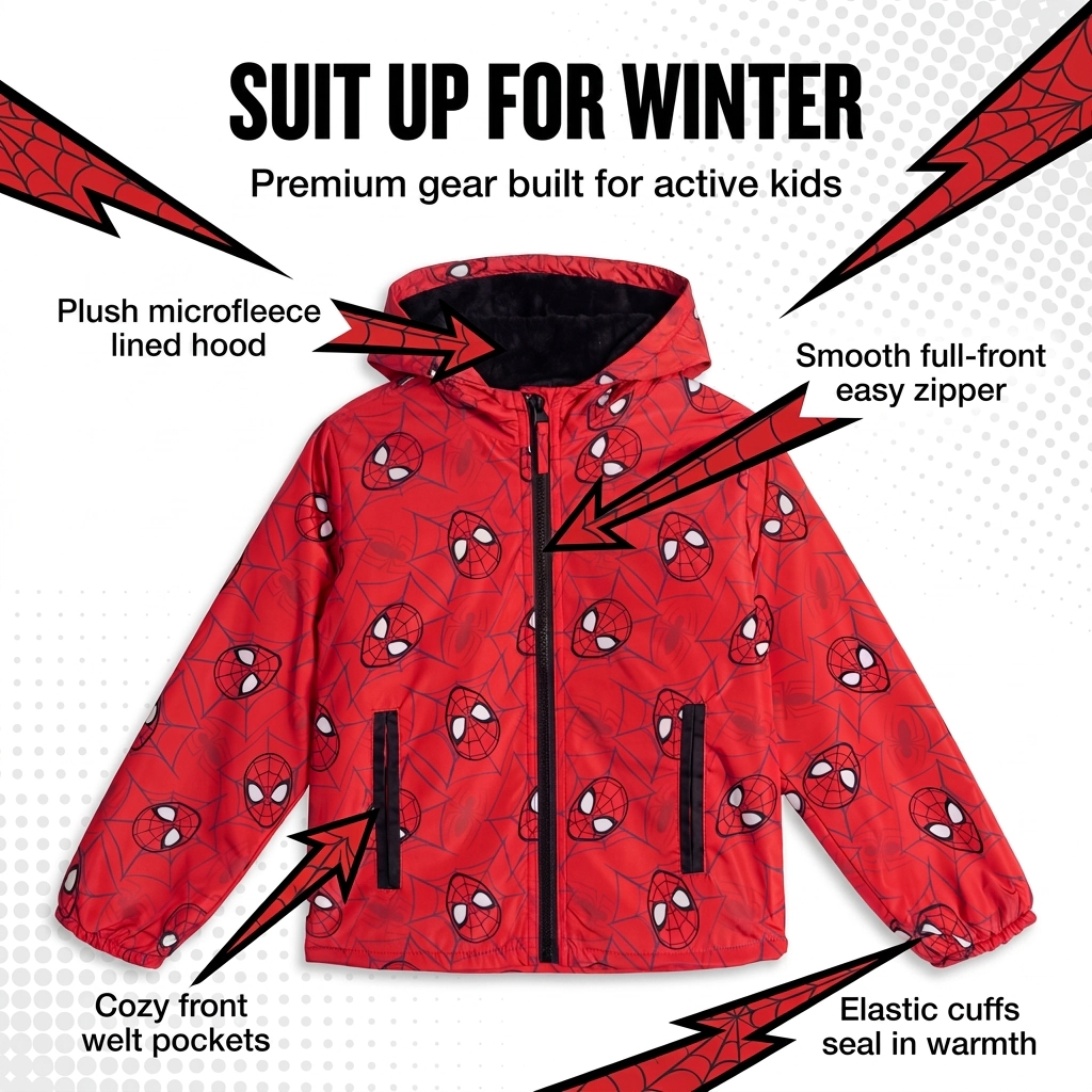 Marvel Spider-Man Boys' Zip-Up Hooded Jacket