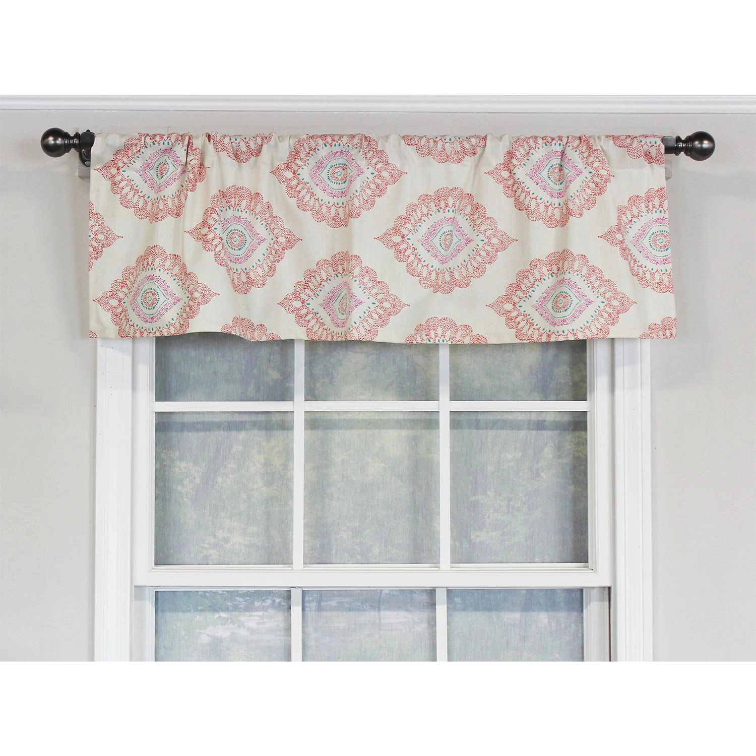 RLF Home Exquisite Tailored 100% Cotton with Fully Lined 3" Rod Pocket Valnance for Windows 50" x 14" Scarlet