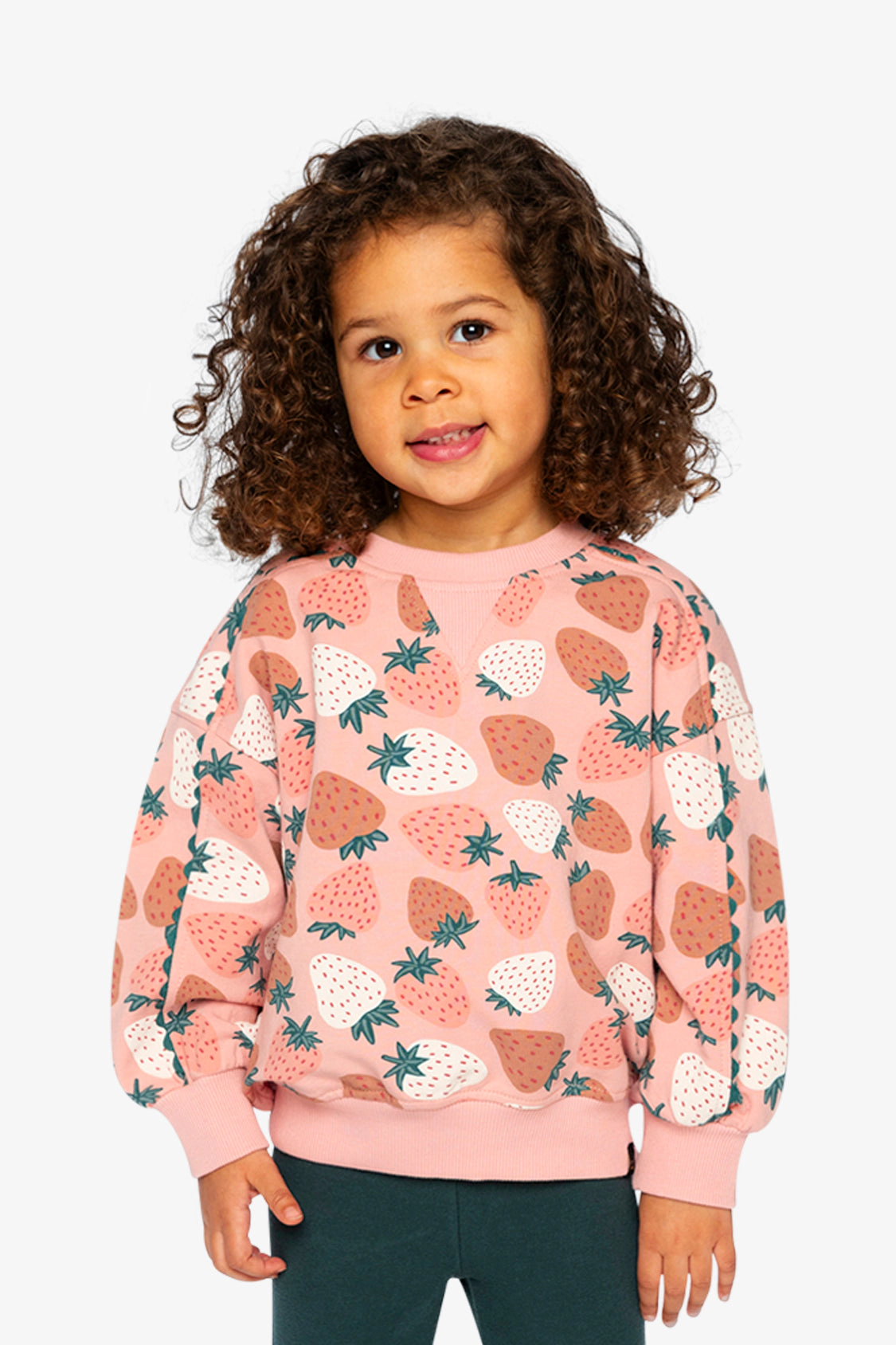 Deux par Girls Strawberry Print Balloon Sleeve Sweatshirt