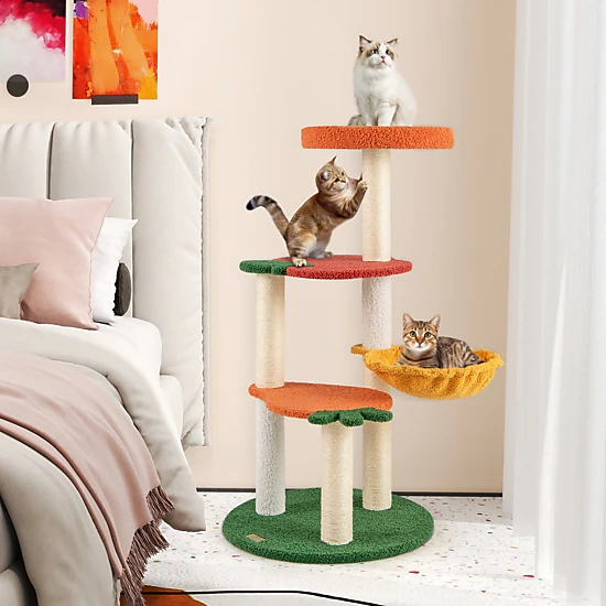 LJG Multi-level Cat Tree Pet Activity Center with Fruit-Shaped ...