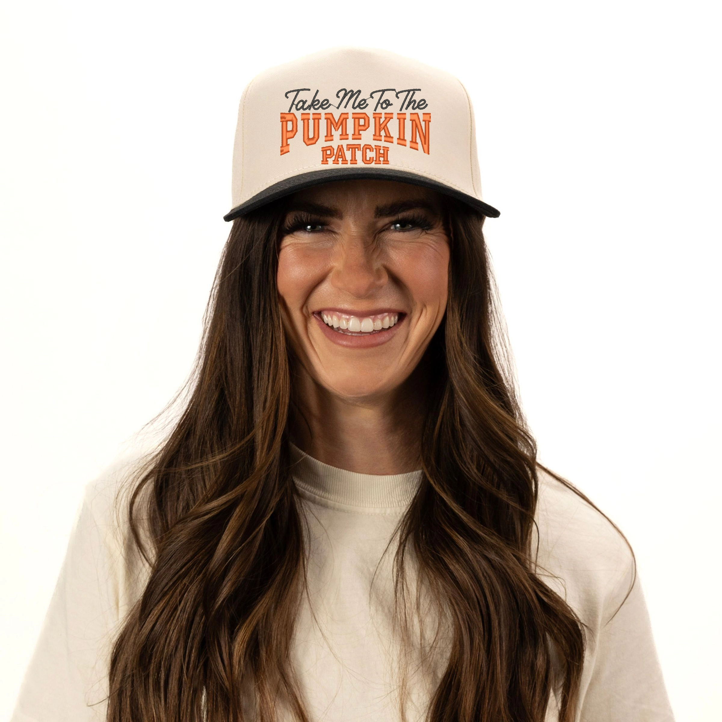Simply Sage Market - Women's Canvas Trucker Hat Embroidered Take Me To The Pumpkin Patch