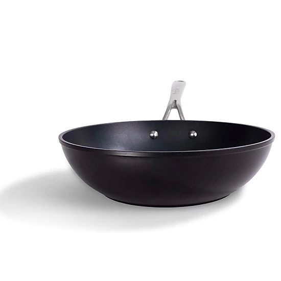 Frok All in One 11 Inch Nonstick Aluminum Wok Frying Pan in Black with Lid