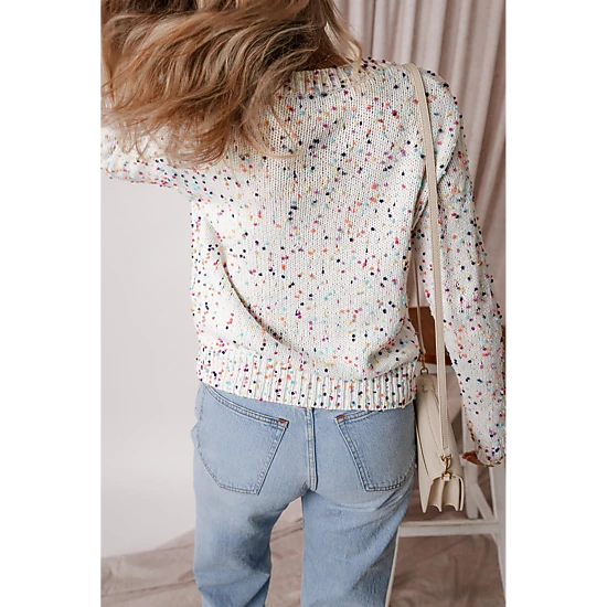 Threaded Pear Women's Vienna Rhinestone Decor Confetti Sweater