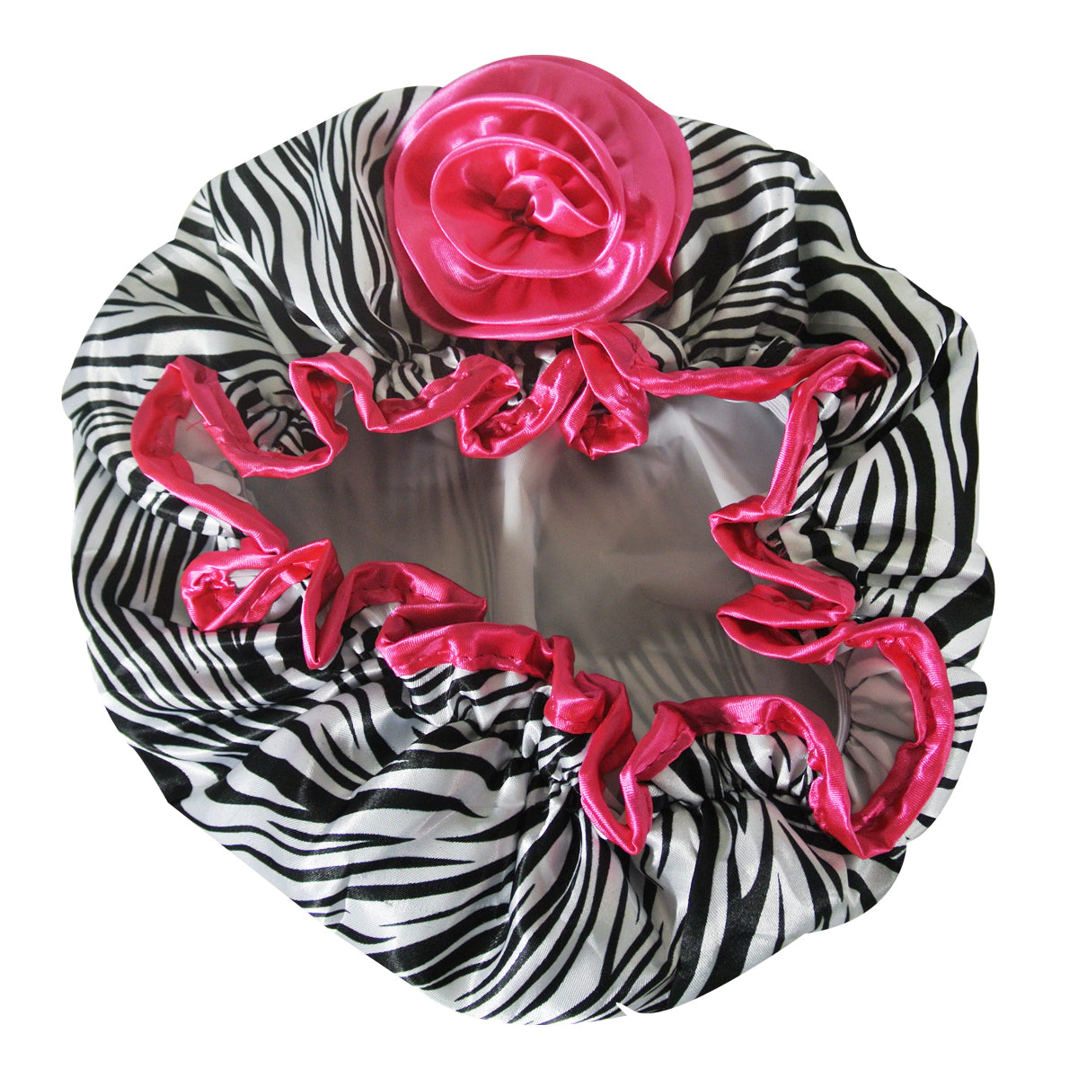 Wrapables Women's Stylish Satin Shower Cap, Zebra
