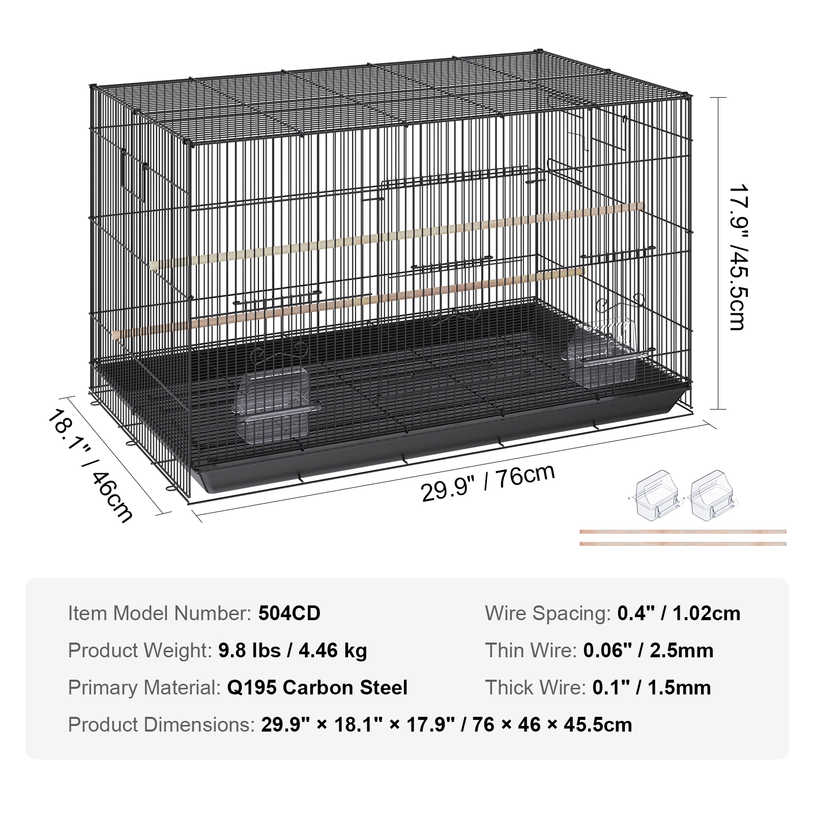 HONGGE Small Cage for Canaries, Cockatiels, Lovebirds, and Budgies