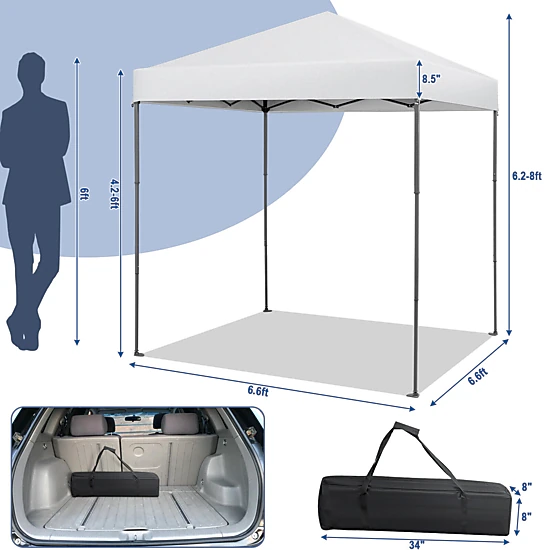 SUGIFT White UPF 50+ Pop Up Canopy Tent with Silver Coated Top and ...
