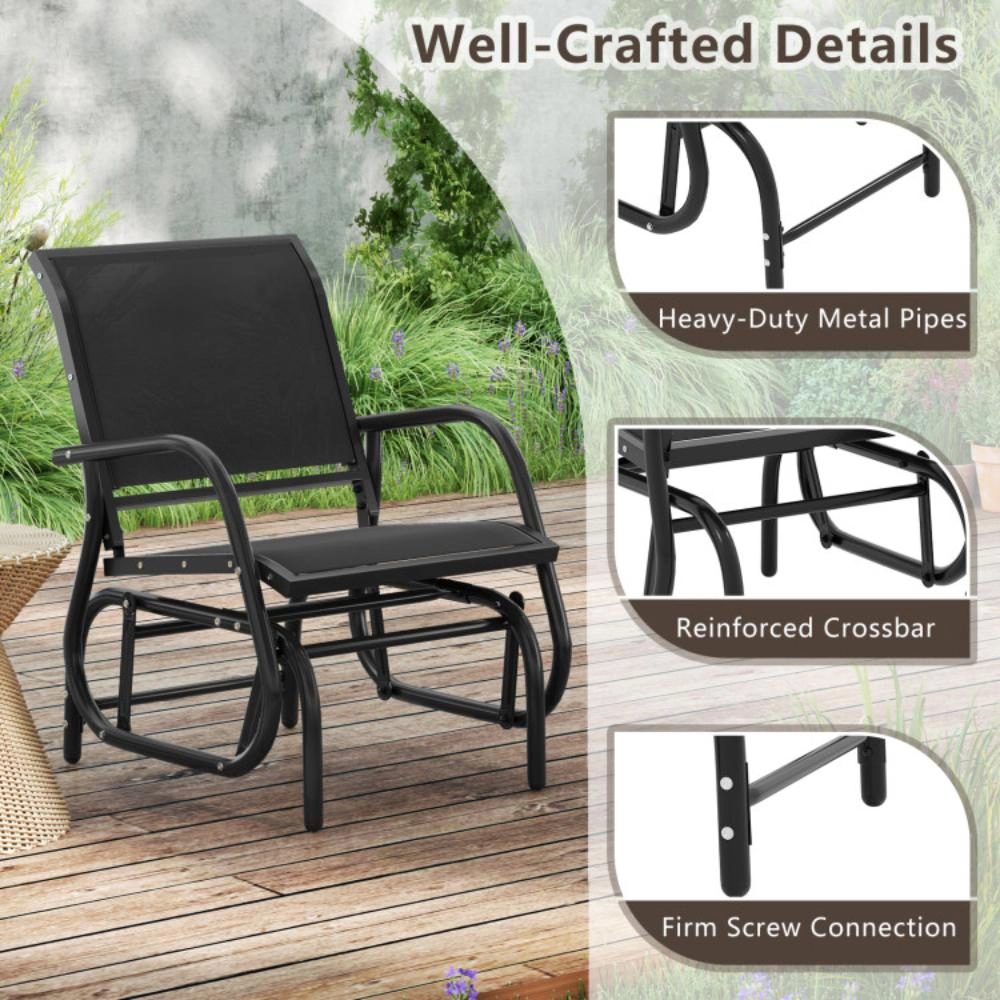 Hivvago Outdoor Single Swing Glider Rocking Chair With Armrest