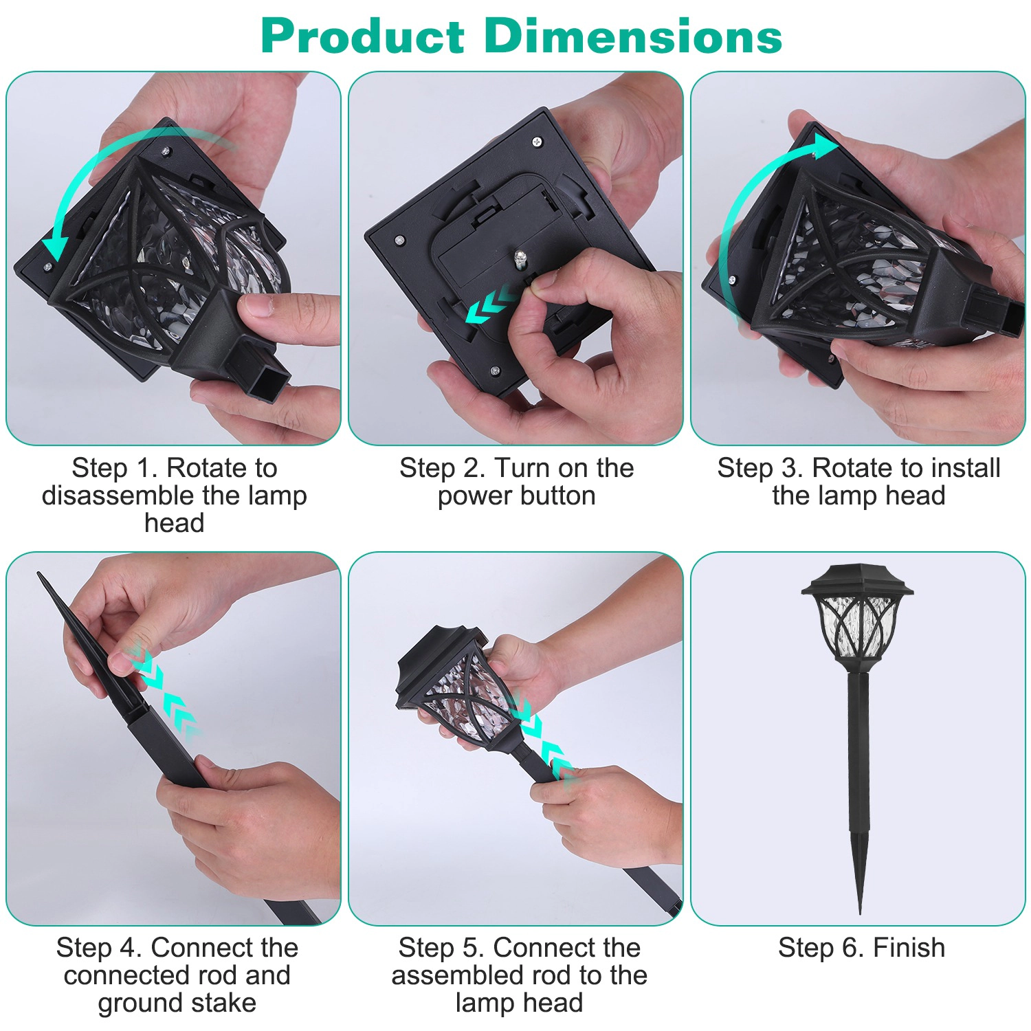 GBruno Solar Powered 6-Pc Stake Light Set
