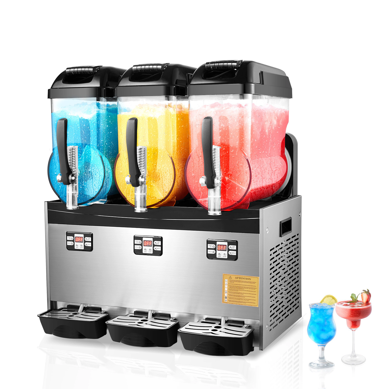 HONGGE Commercial Slushy Machine, Frozen Drink Stainless Steel Margarita Smoothie Maker