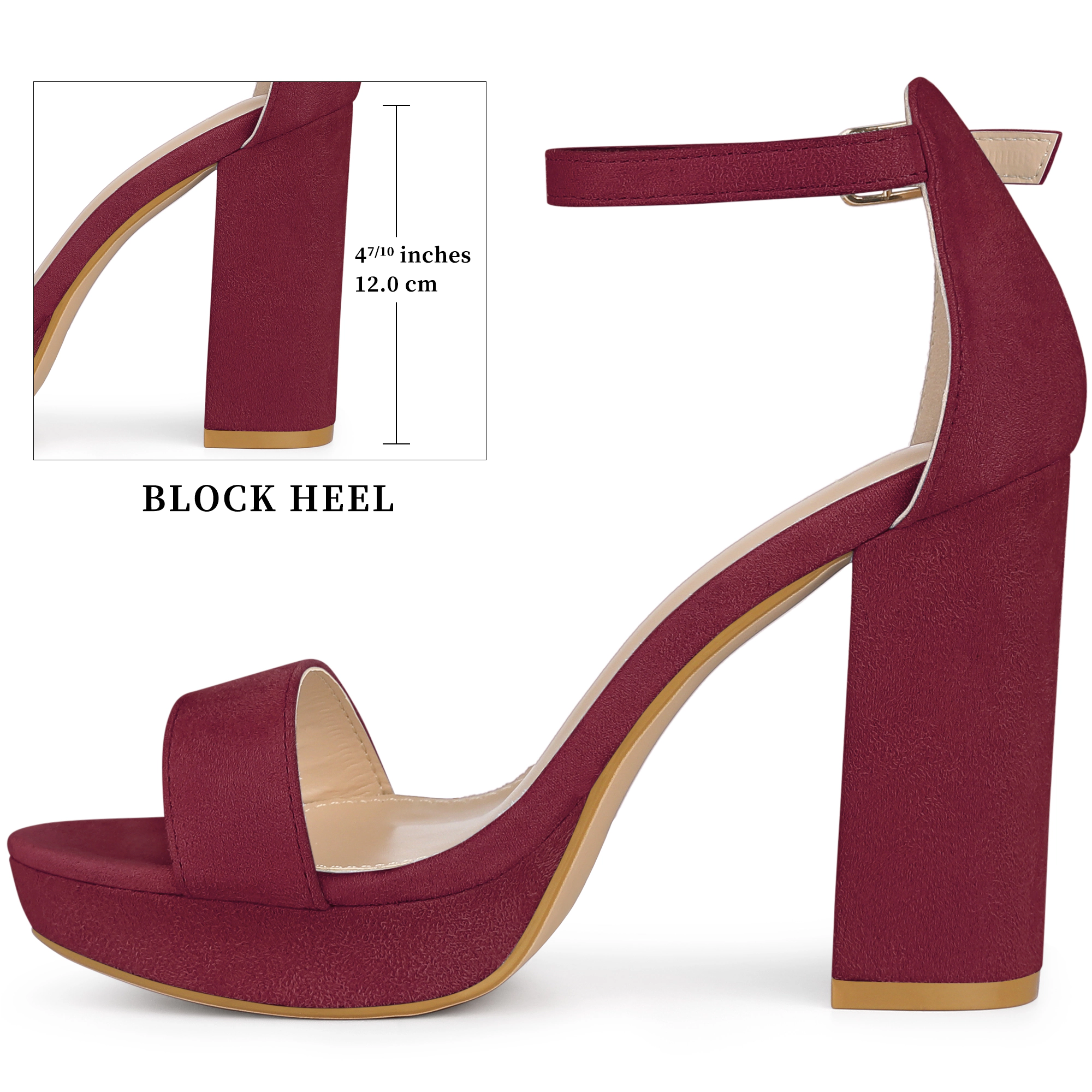 BLISSFUL STEP Women's Platform High Heels Ankle Buckle Strap Chunky Heel Sandals