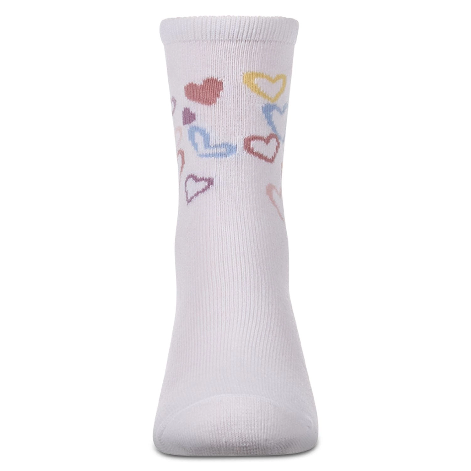 MeMoi Girls "Overlapping Fun Hearts" Cotton-Rich Novelty Crew Sock