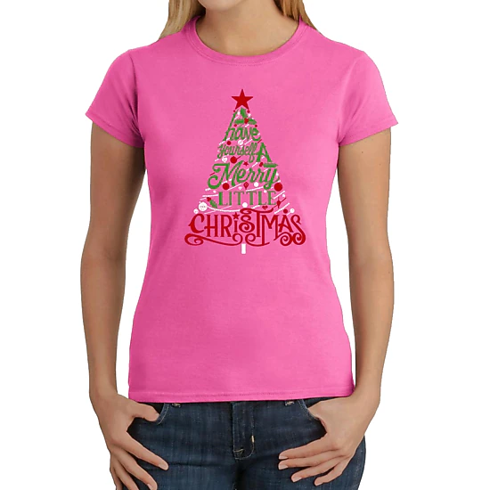 LA Pop Art Women's Word Art T-Shirt - Have Yourself A Merry Little Christmas