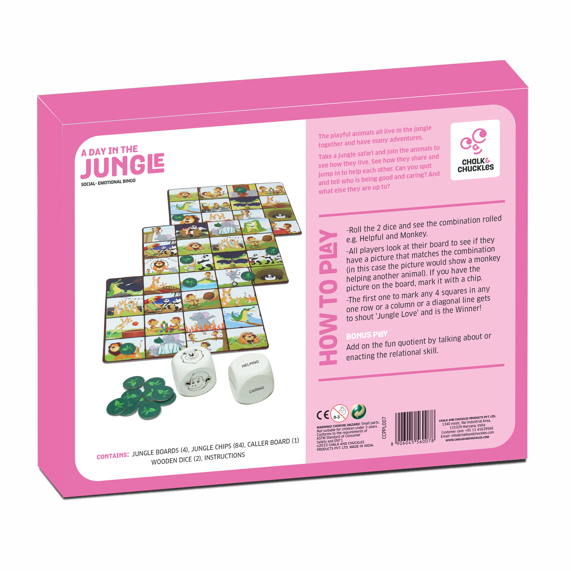 Chalk & Chuckles A Day in the Jungle Matching Game - 2-4 Players