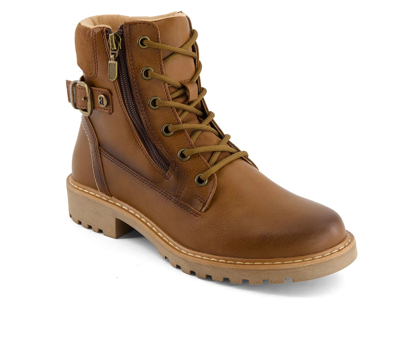 Andrea Womens Side Zipper Lace Up Boots