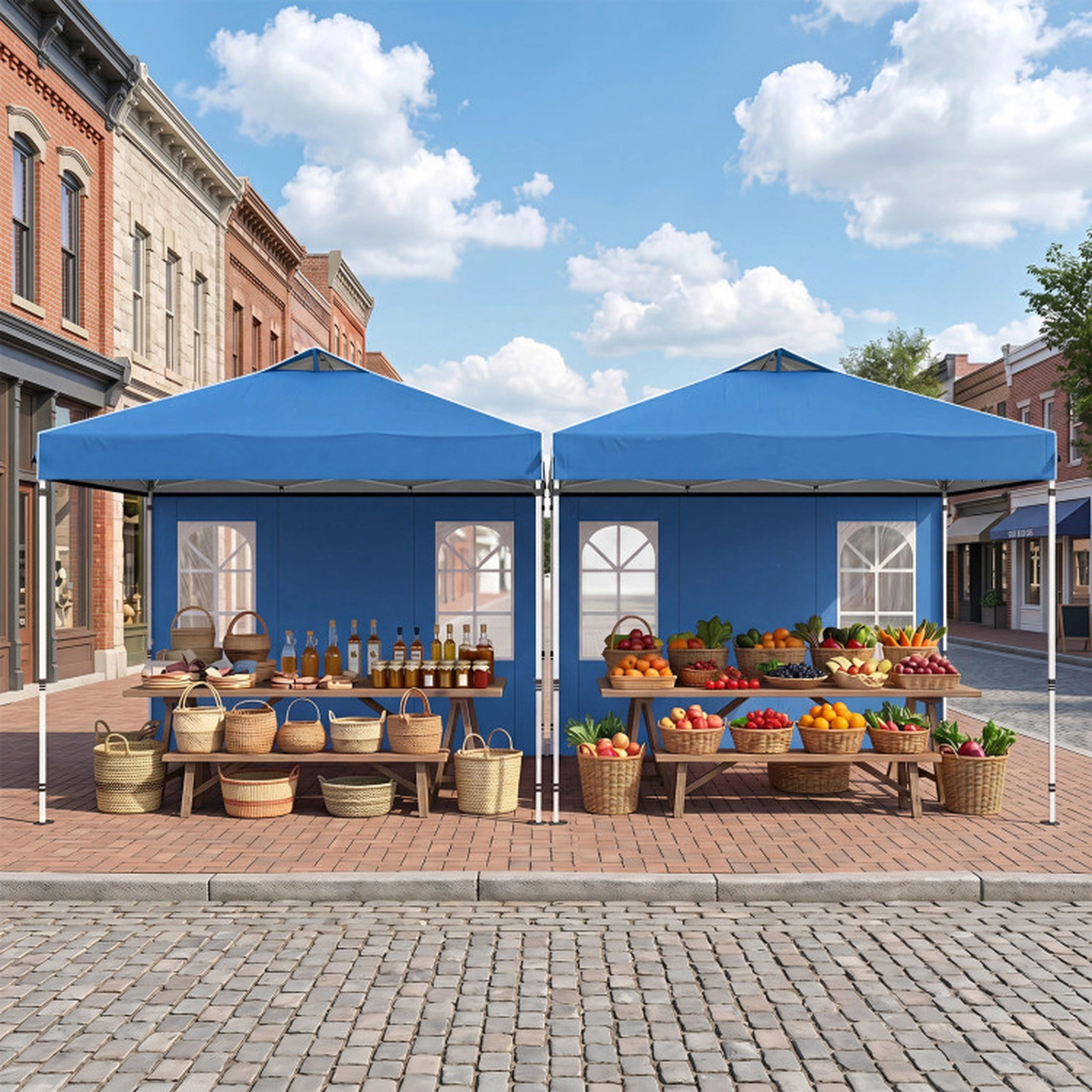 SUGIFT Blue Adjustable Pop Up Canopy Tent with 4 Removable Sidewalls and Carry Bag 10-ft W 10-ft D 8.5-ft H