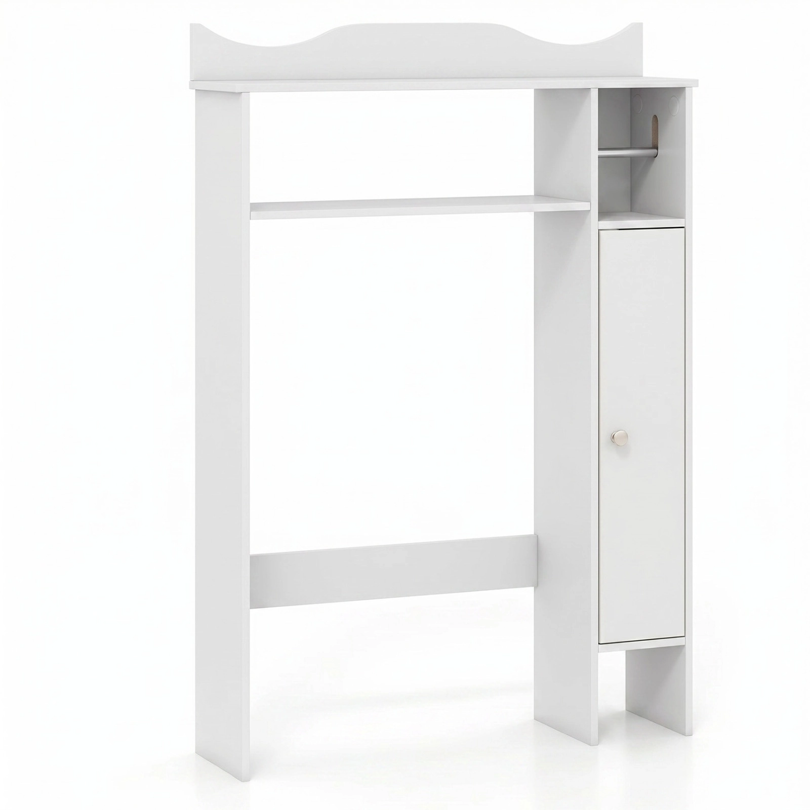 SUGIFT White 30-in Wide Wood Over the Toilet Bathroom Space Saver with Paper Holder and Side Cabinet