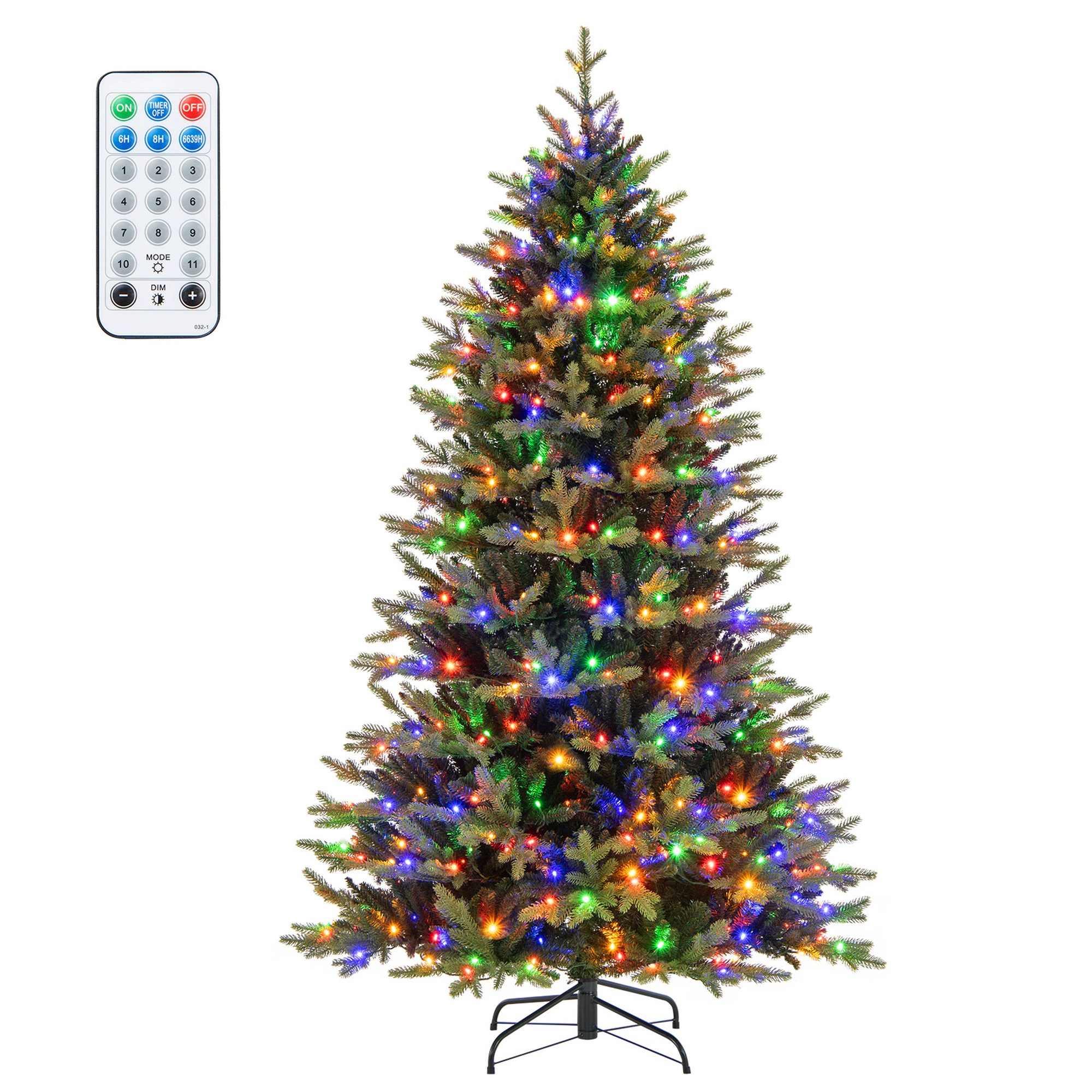Costway 6 FT Pre-Lit Hinged Christmas Tree with 350 LED Lights 11 Lighting Modes
