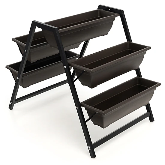 SUGIFT 3-Tier Black Vertical Raised Garden Bed with 5 Hanging Plant Boxes 25.5-in W 36-in D 31-in H 55-lb Per Box