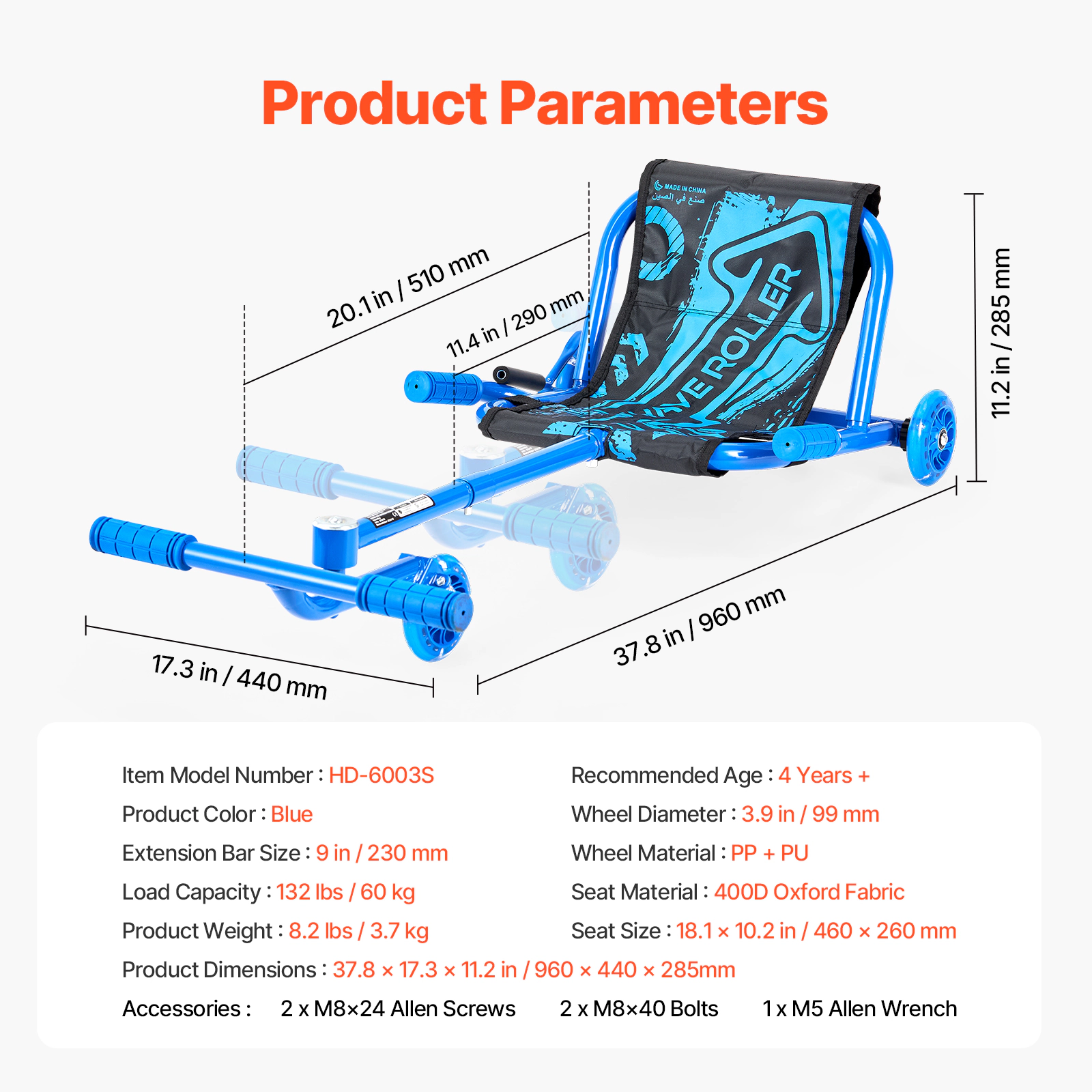 HONGGE Ride on Scooter Load Capacity of 132 lbs Swing Side-to-Side for Amazing Ride Powered by Zig-Zag Motion Ride on