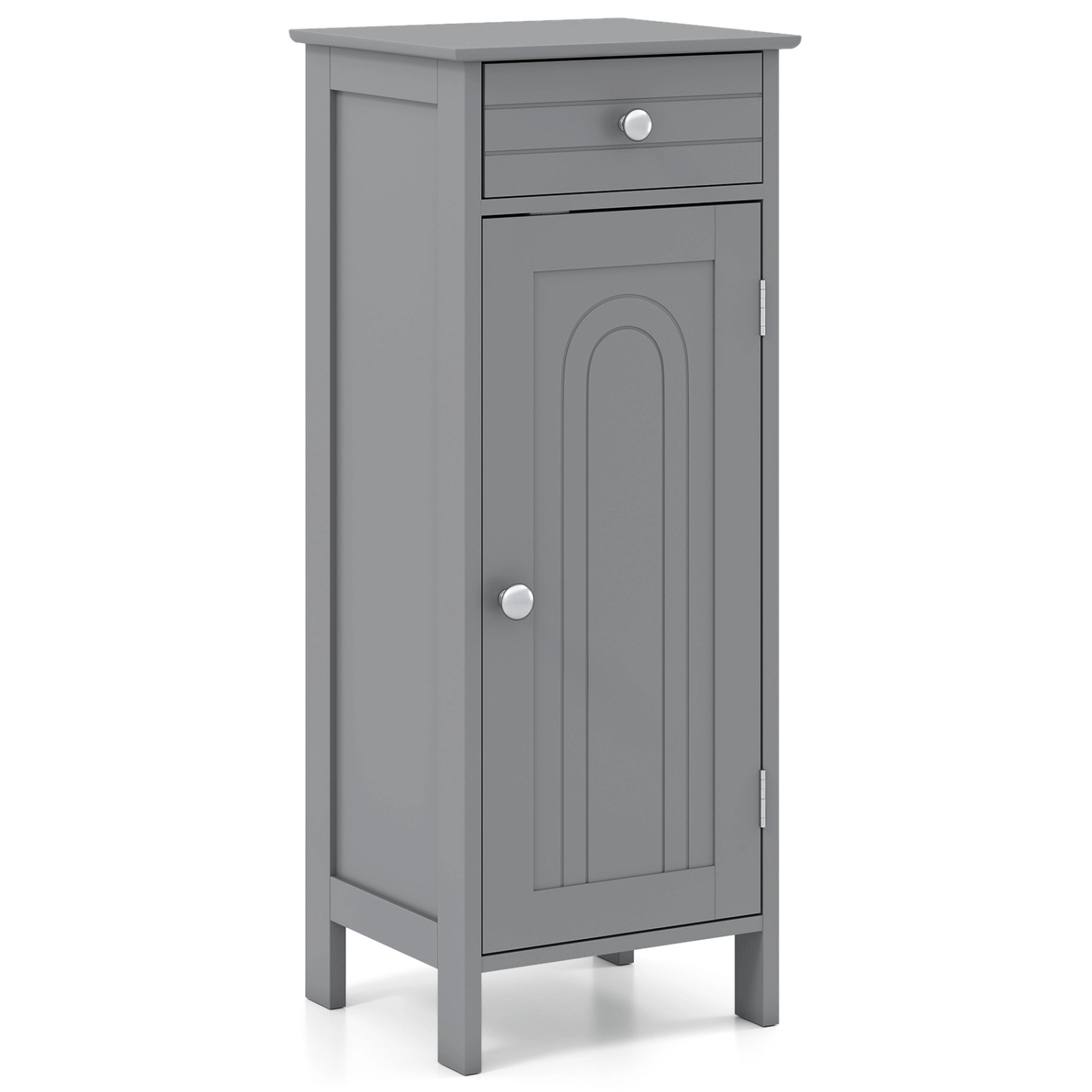 SUGIFT Wooden Storage Free-Standing Floor Cabinet with Drawer and Adjustable Shelves 132-lb Capacity 34.5-in Tall Gray