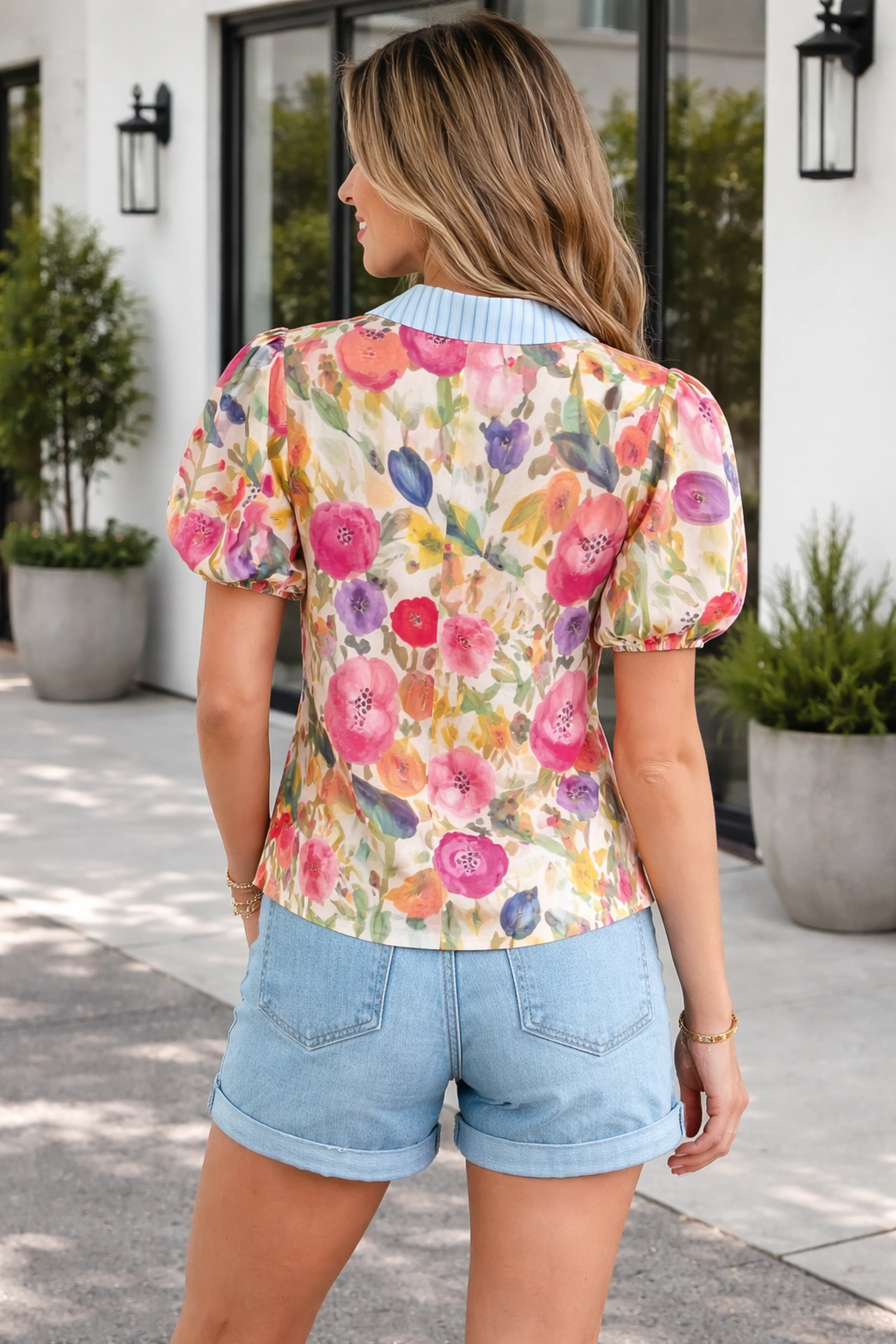 Threaded Pear Kate Puff Sleeve Cotton Blouse