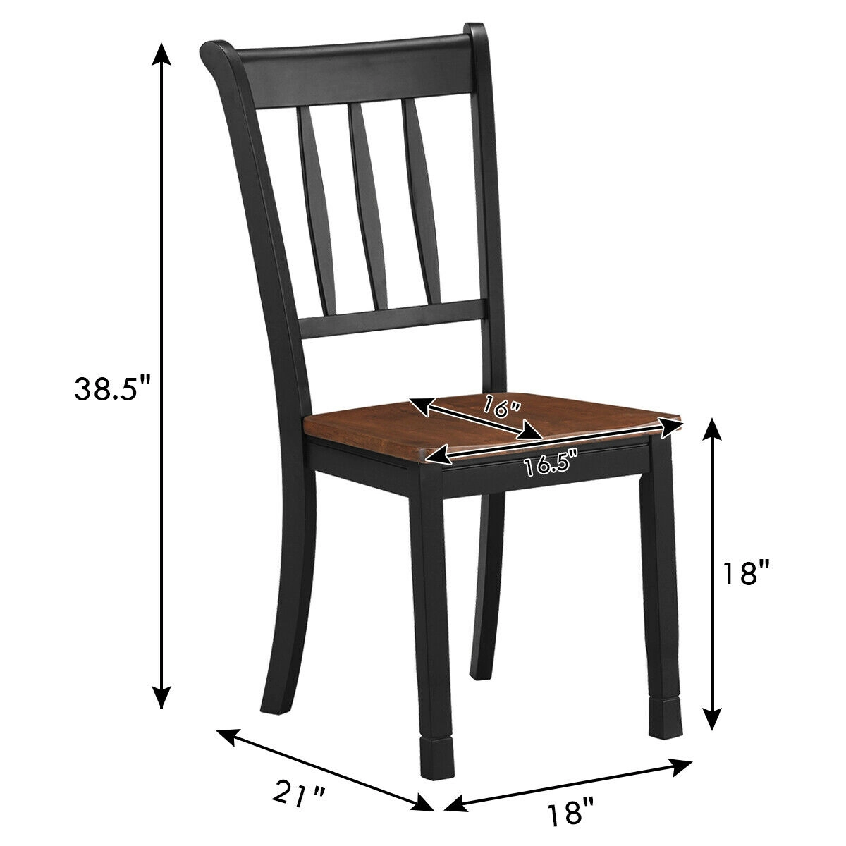 LJG 2 Pieces Solid Whitesburg Spindle Back Wood Dining Chairs